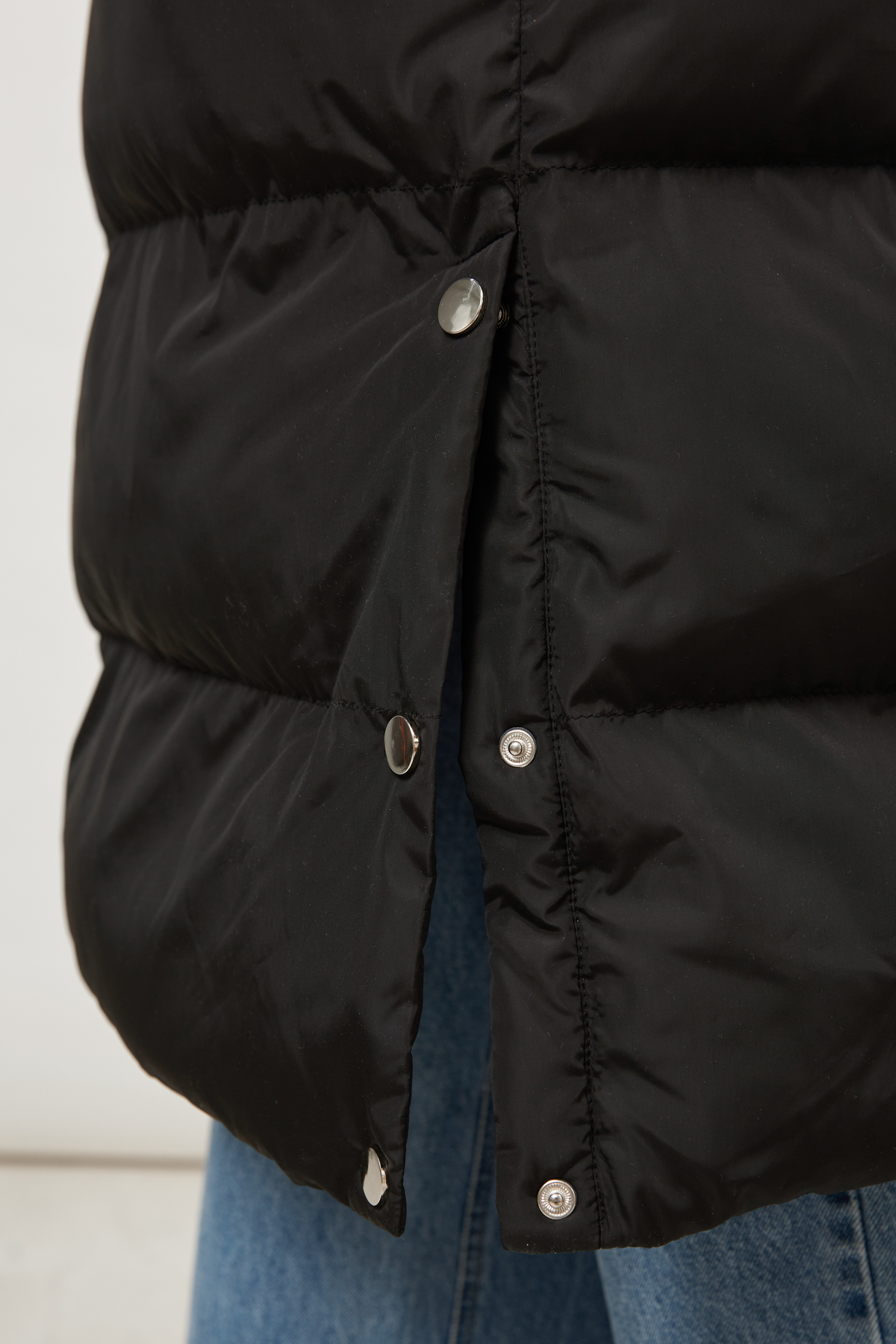 Довге стьобане пальто чорного кольору, фото 4