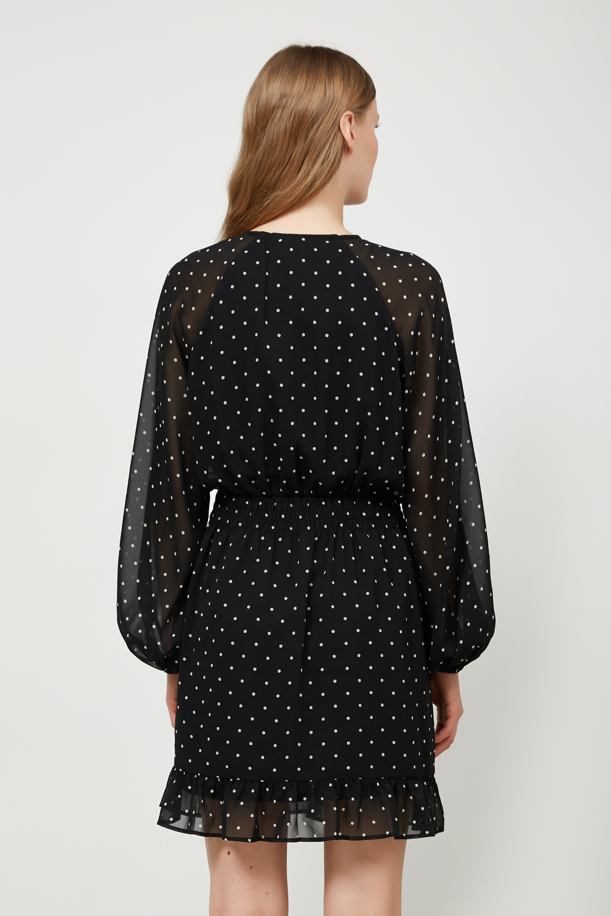 Short dress in chiffon with white polka dots print, photo 5
