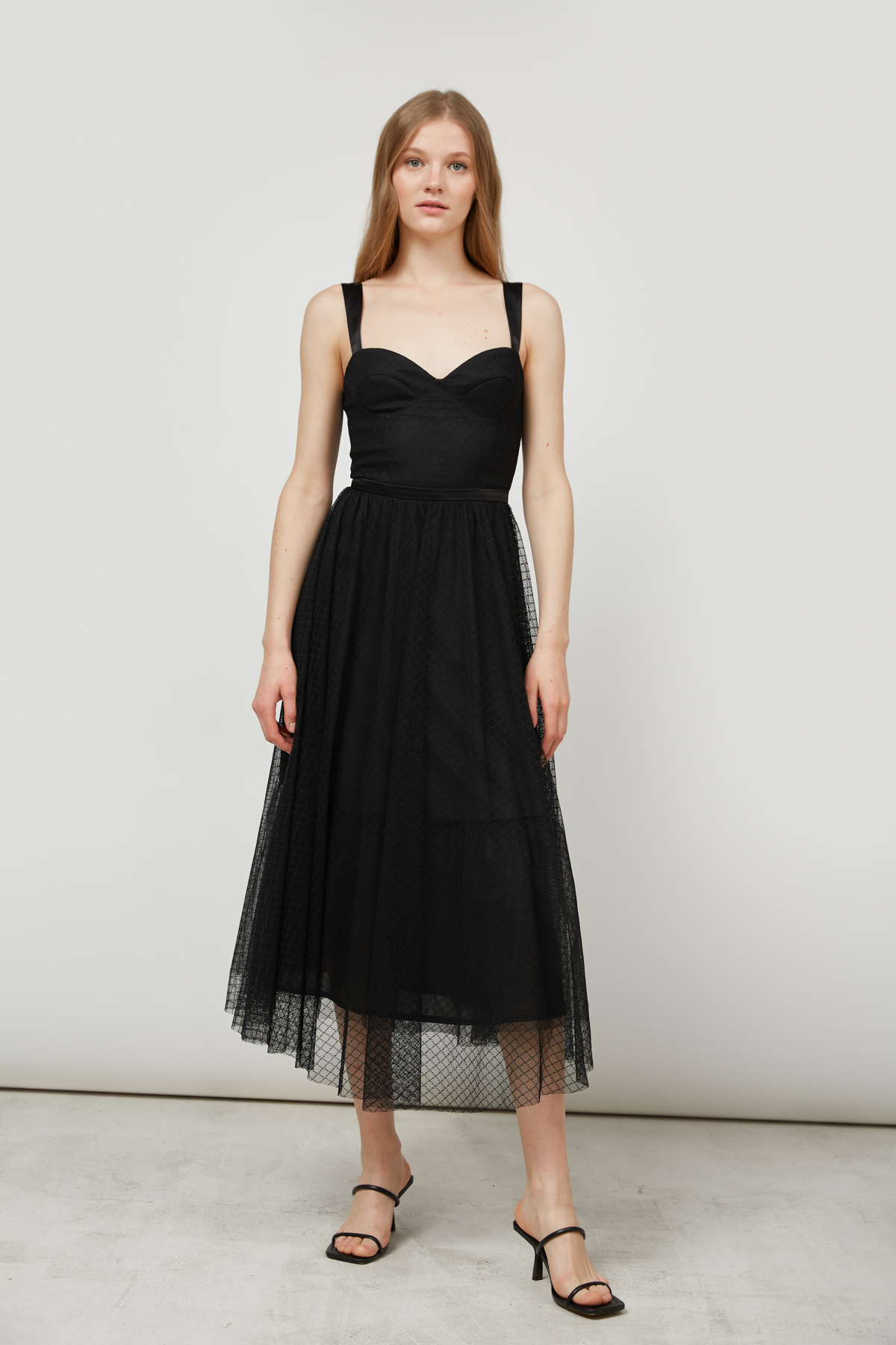 Midi dress with black mesh, photo 1