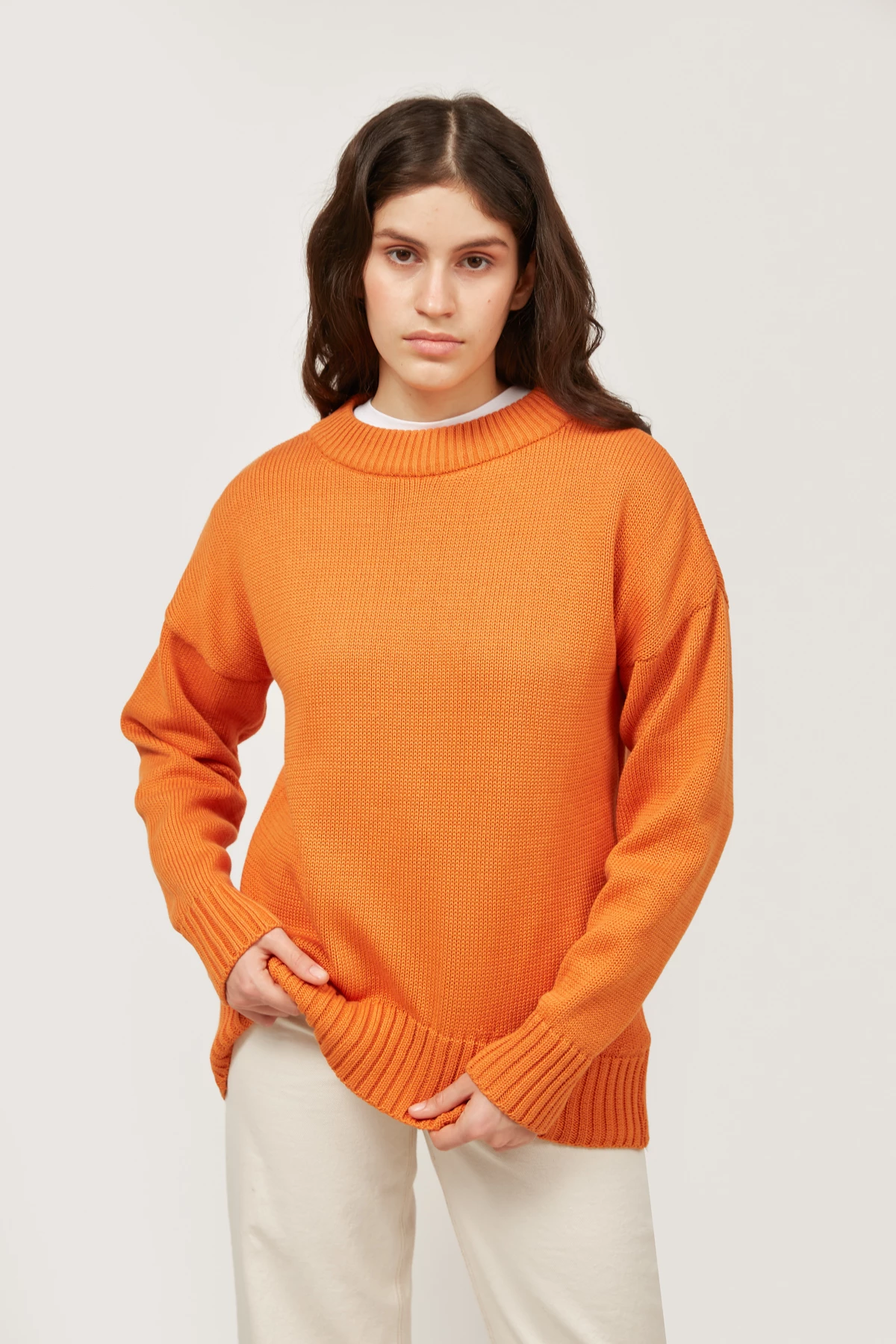 Бавовняний светр темно-помаранчевого кольору , фото 2