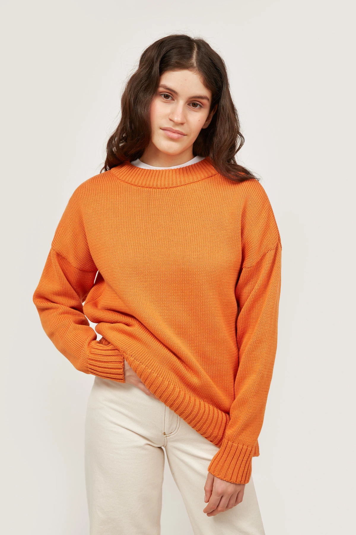 Бавовняний светр темно-помаранчевого кольору , фото 3