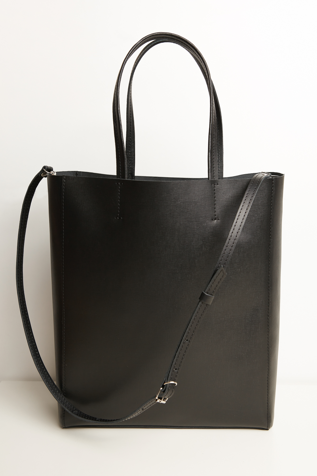 Black leather shopping bag, photo 1