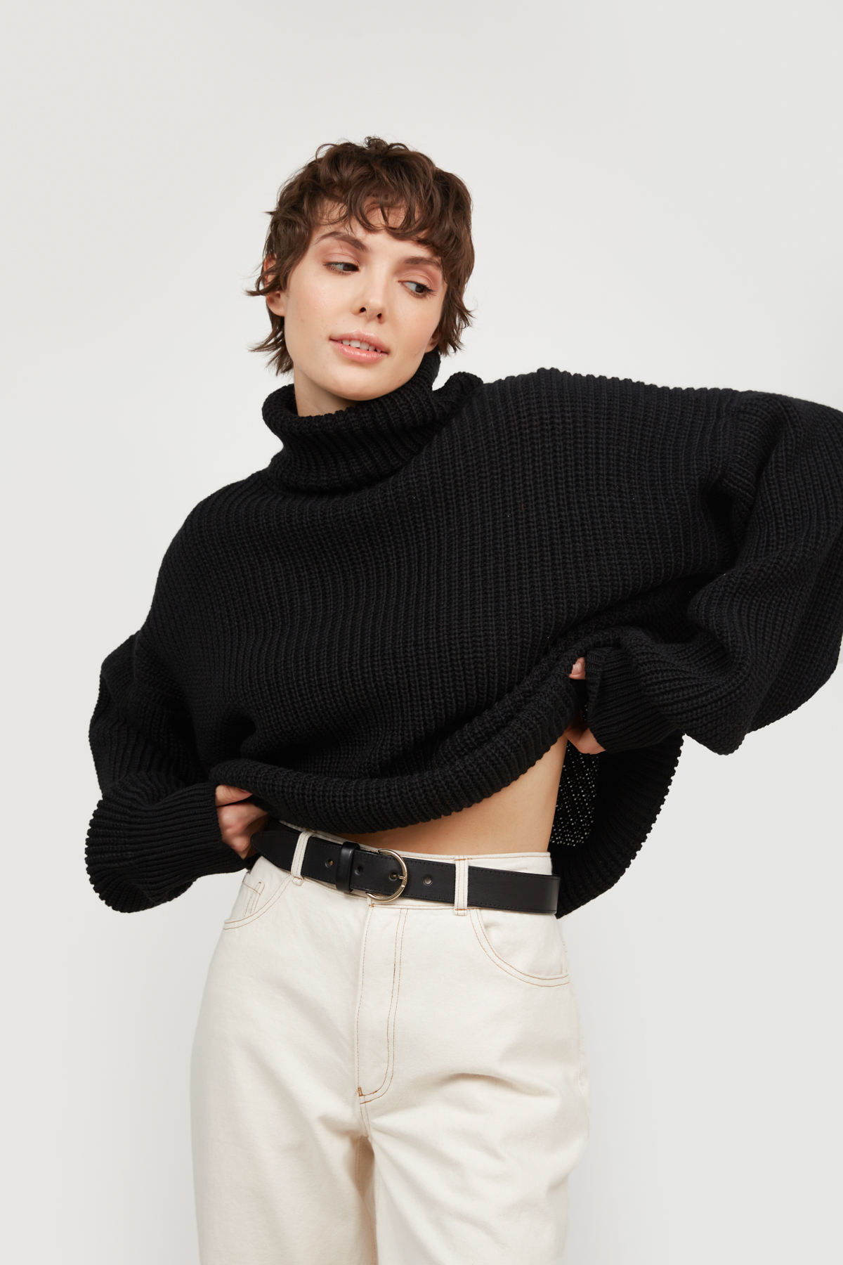 Knitted black sweater with wool, photo 4