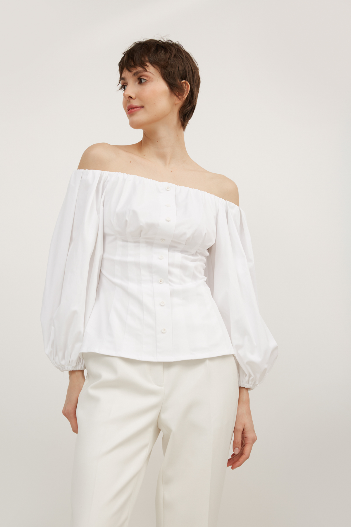 Off-the-shoulder shirt with cotton, photo 1
