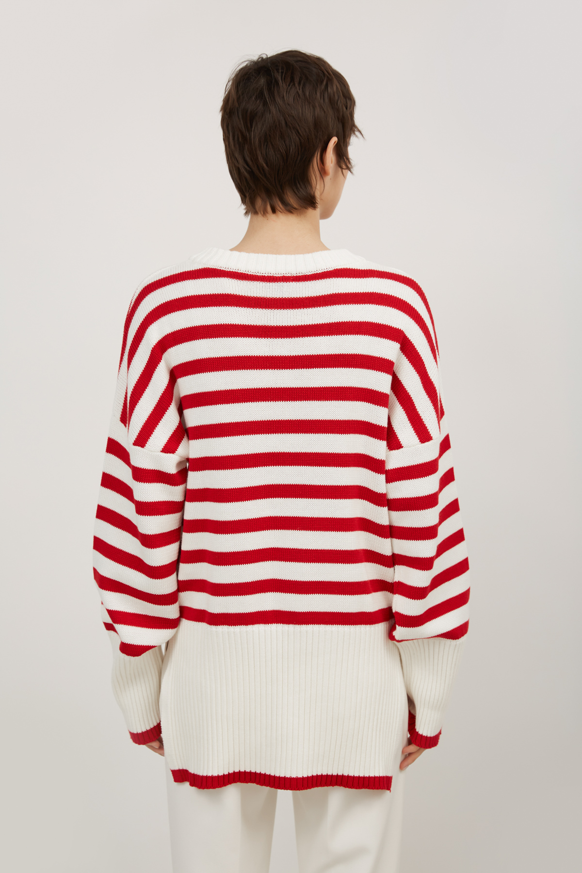 Sweater with milk cotton in red stripes, photo 5