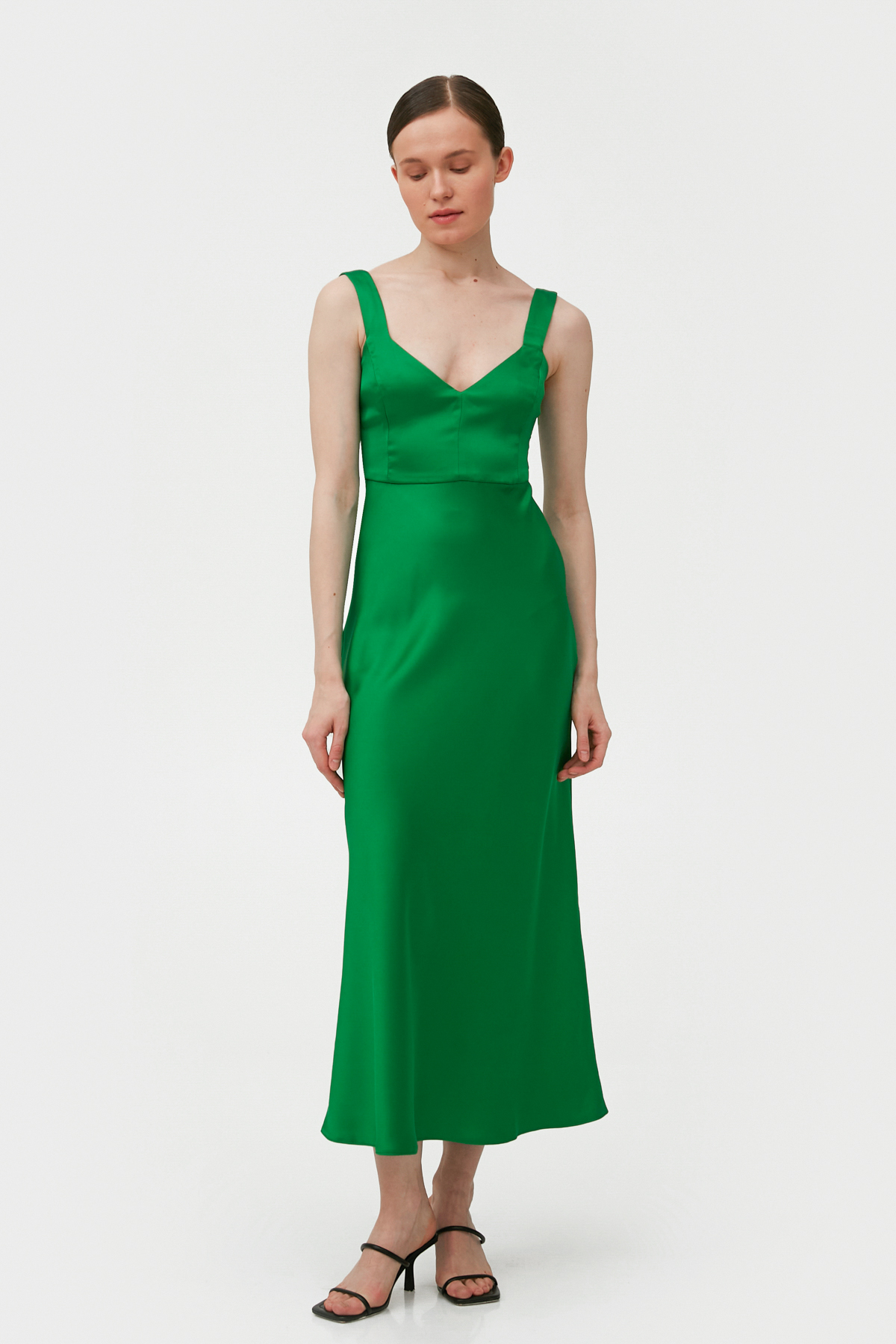 Сатинова сукня зеленого кольору , фото 1