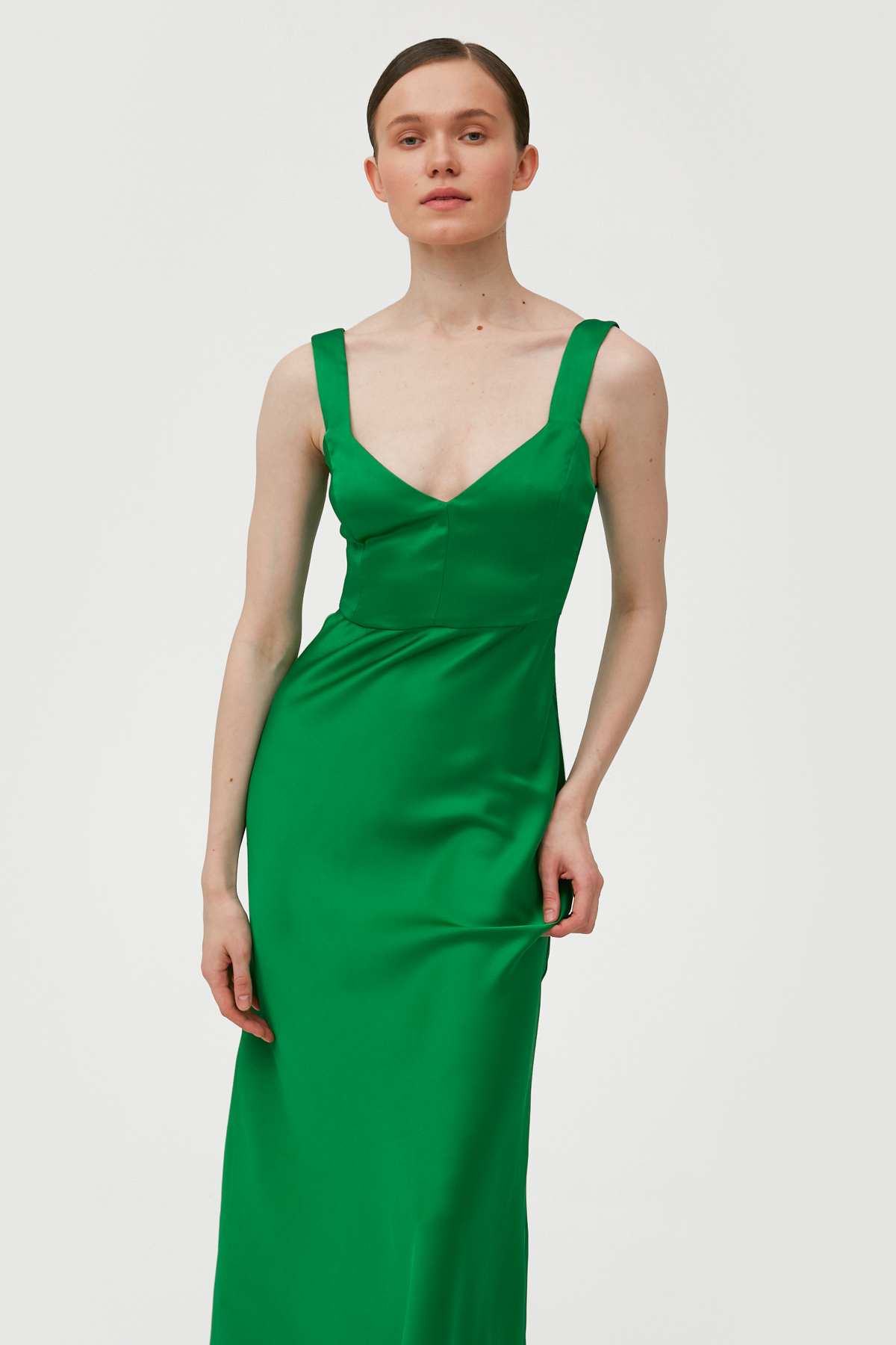 Сатинова сукня зеленого кольору , фото 3