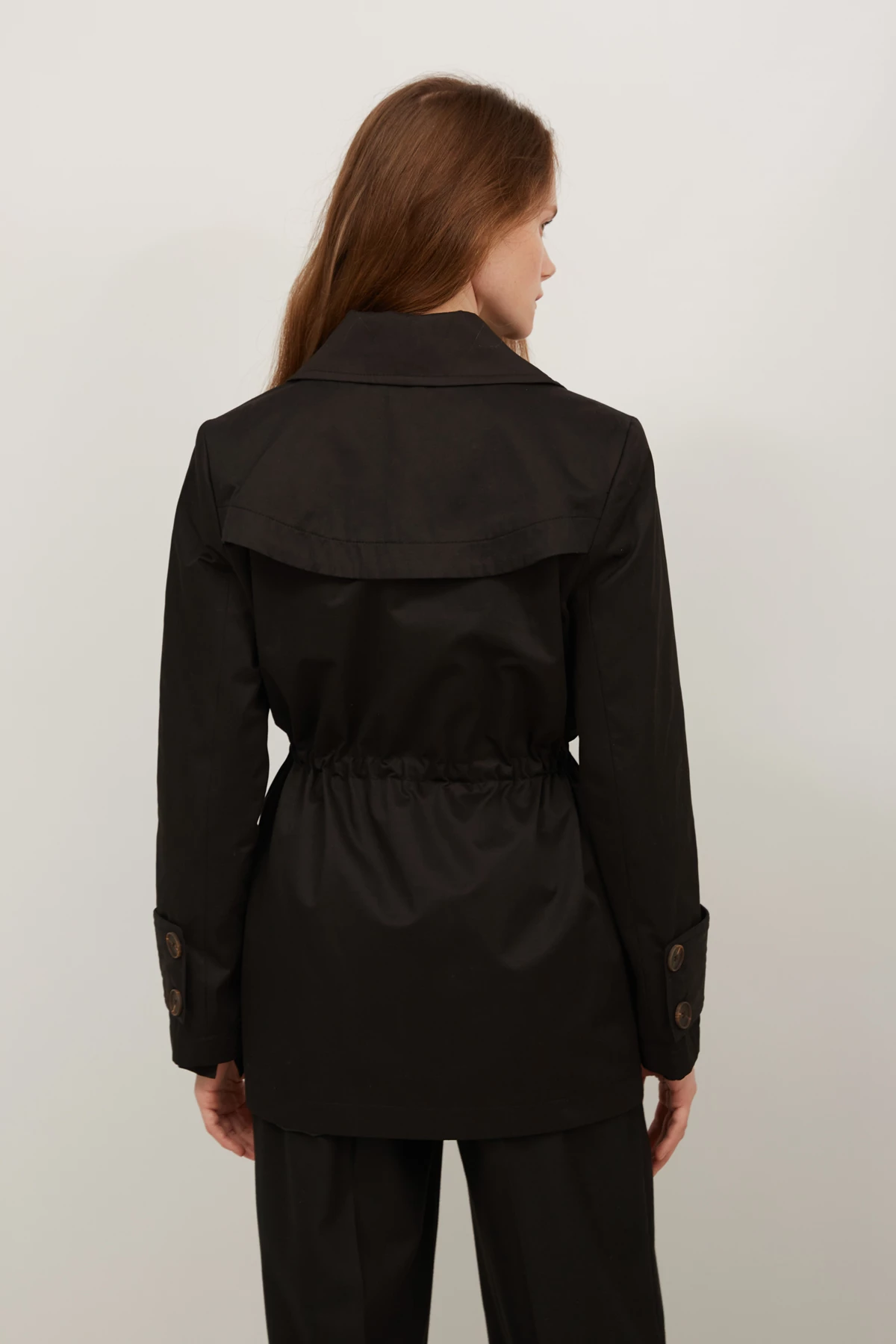 Short jacket with raincoat fabric in black color, photo 4