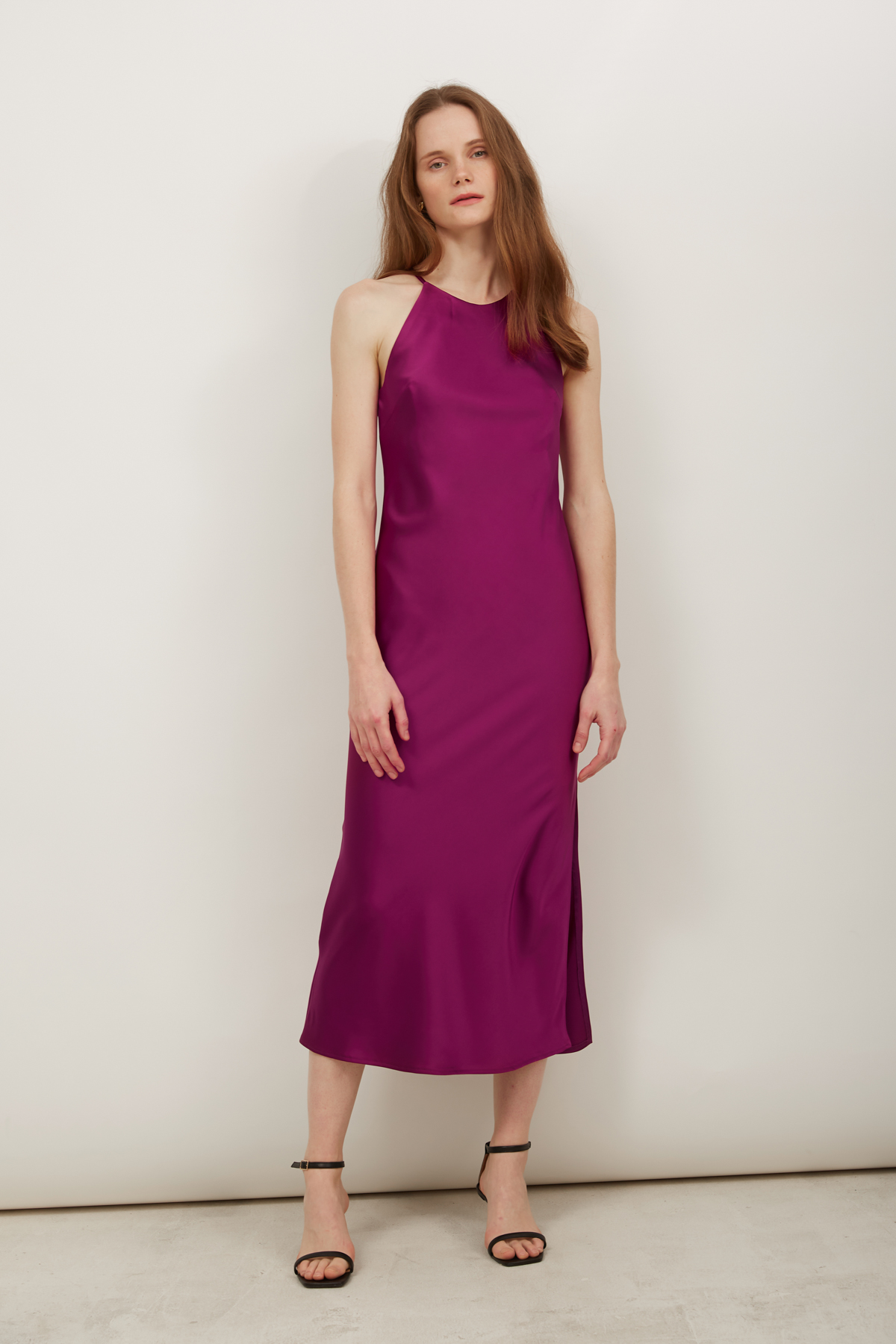 Сукня-комбінація зі щільного темно-рожевого сатину, фото 1