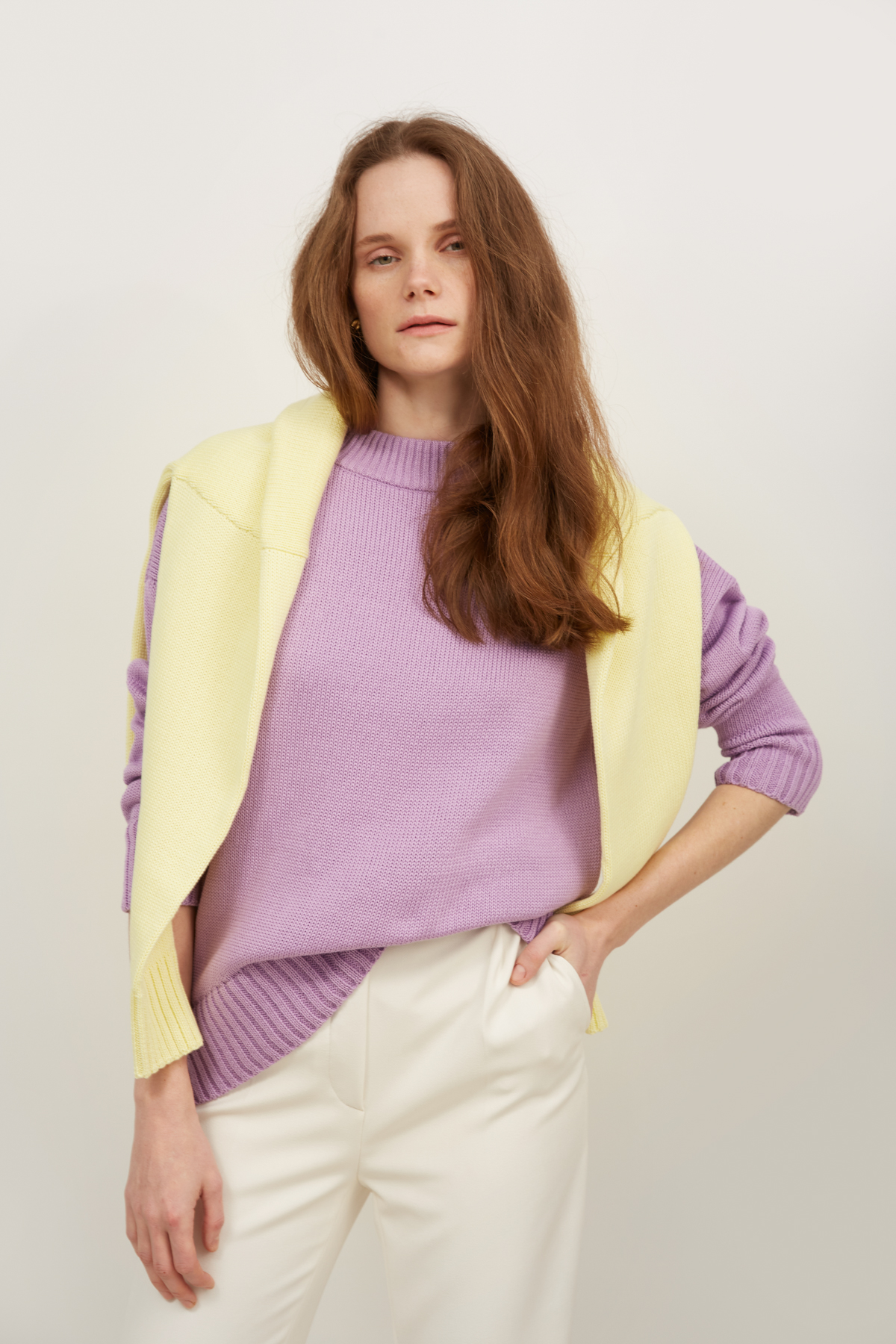 Бавовняний светр лавандового кольору , фото 1
