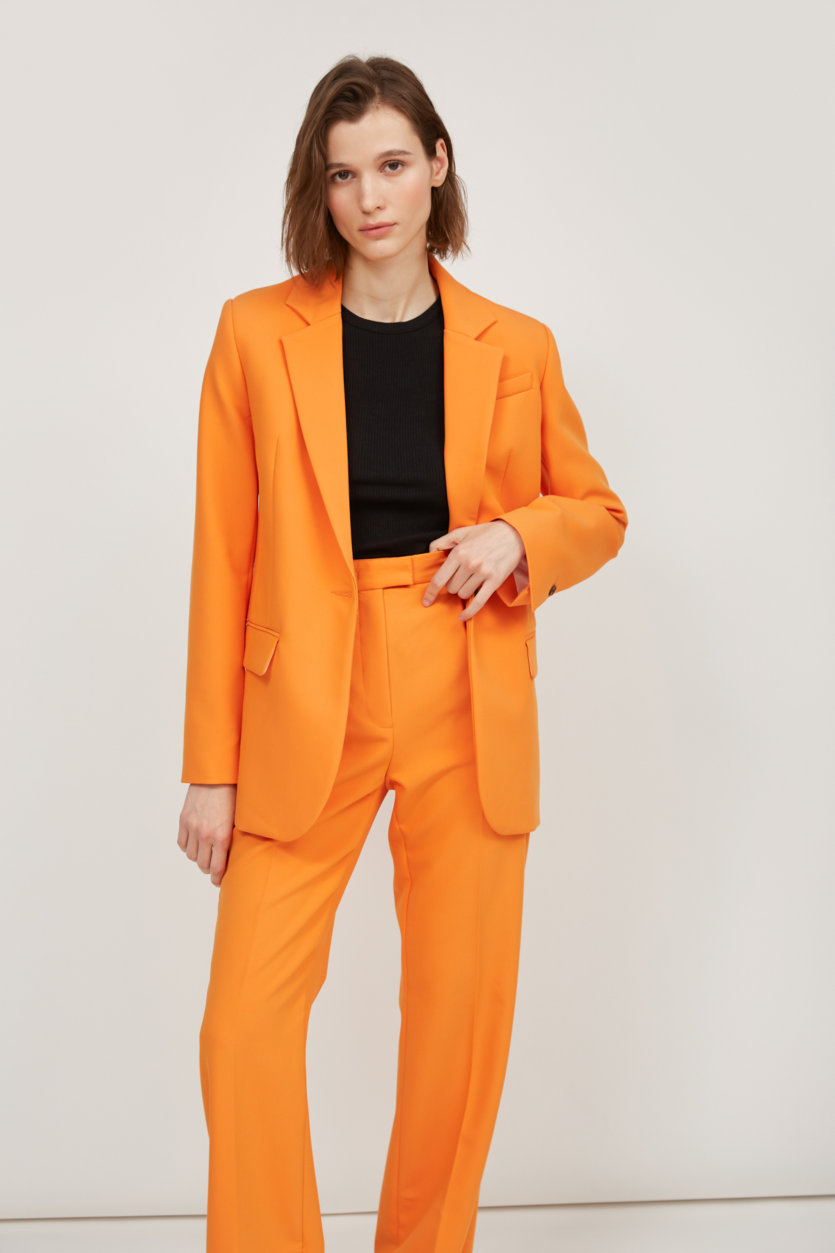 Single-breasted straight-cut orange jacket, photo 1