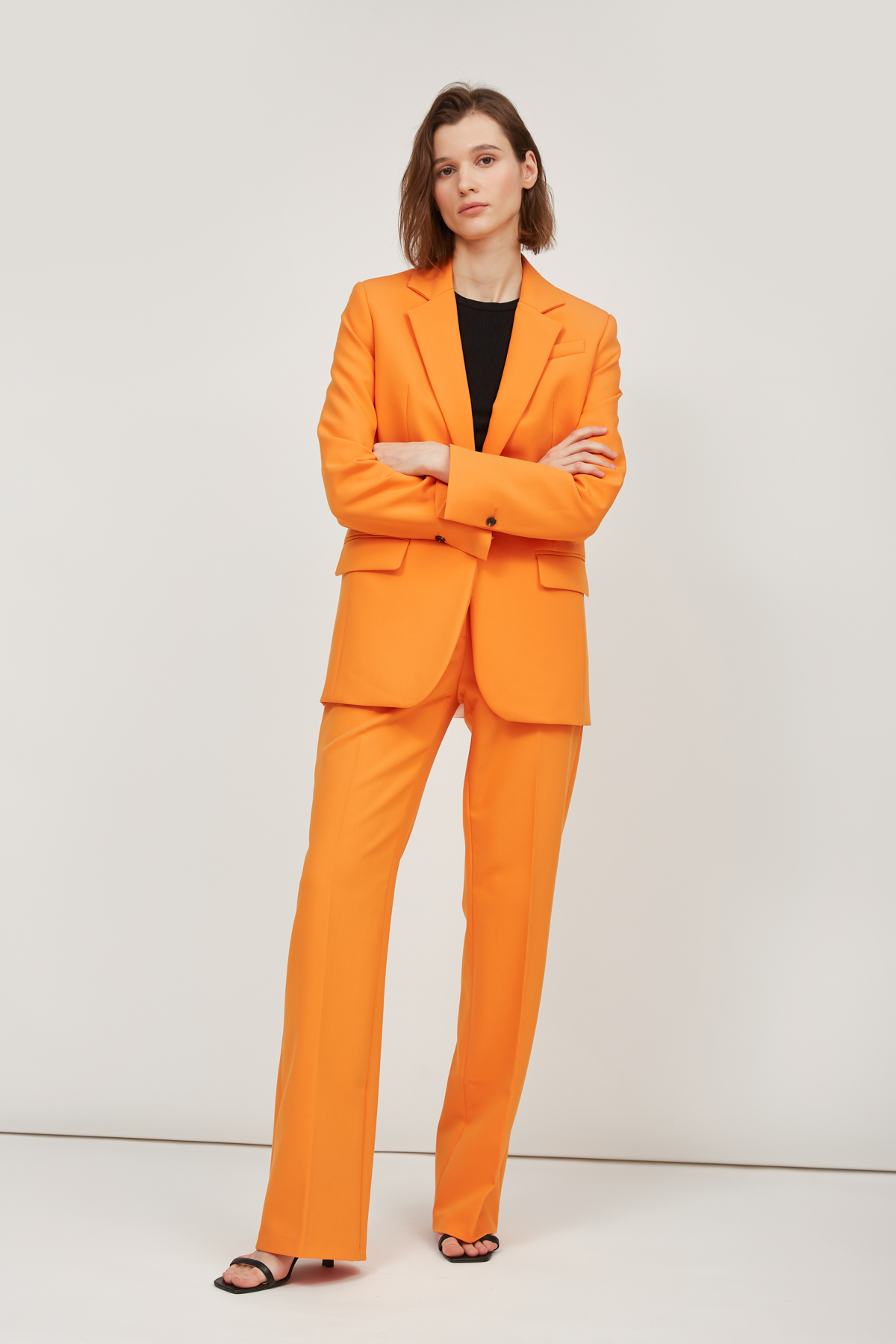 Single-breasted straight-cut orange jacket, photo 3