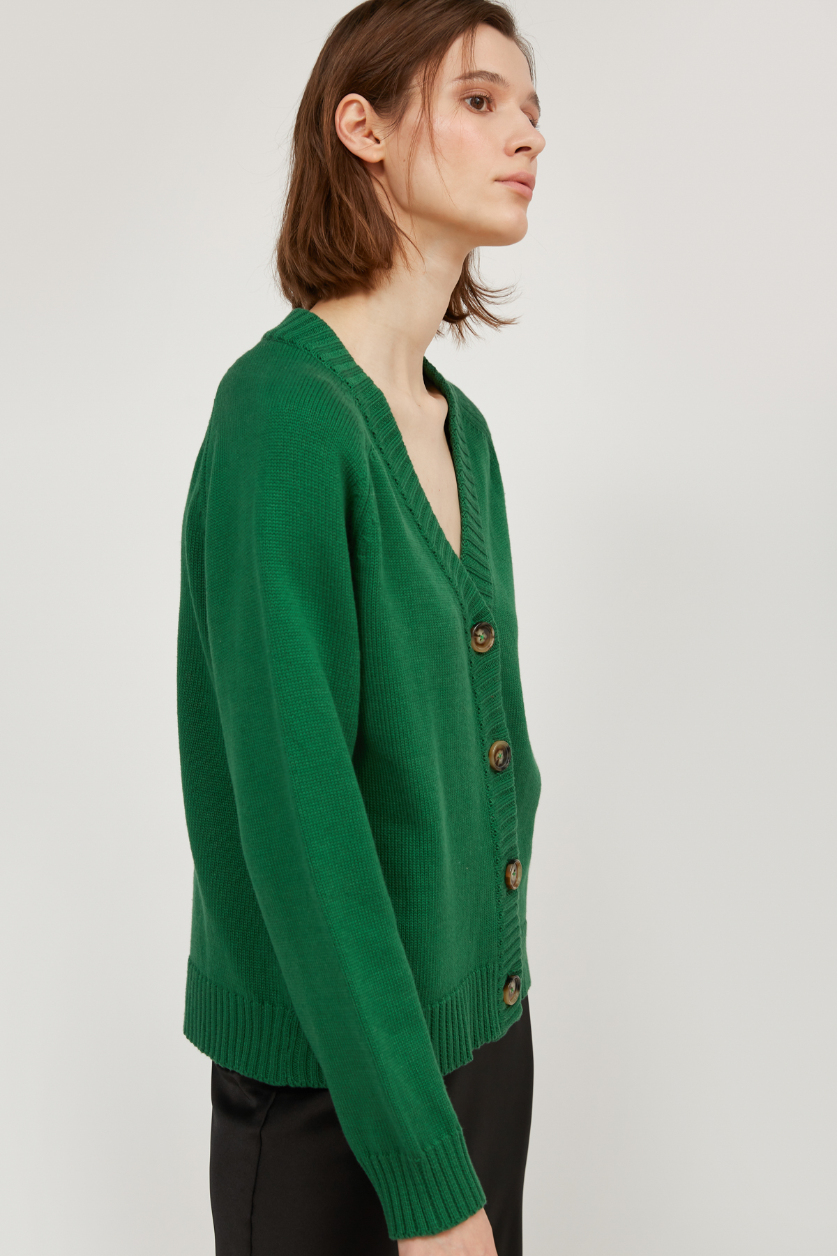 Green cropped knitted cardigan, photo 3