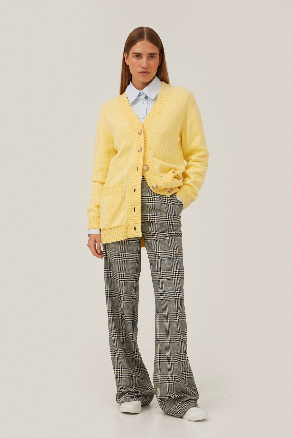 Light yellow oversized knitted cardigan, photo 1