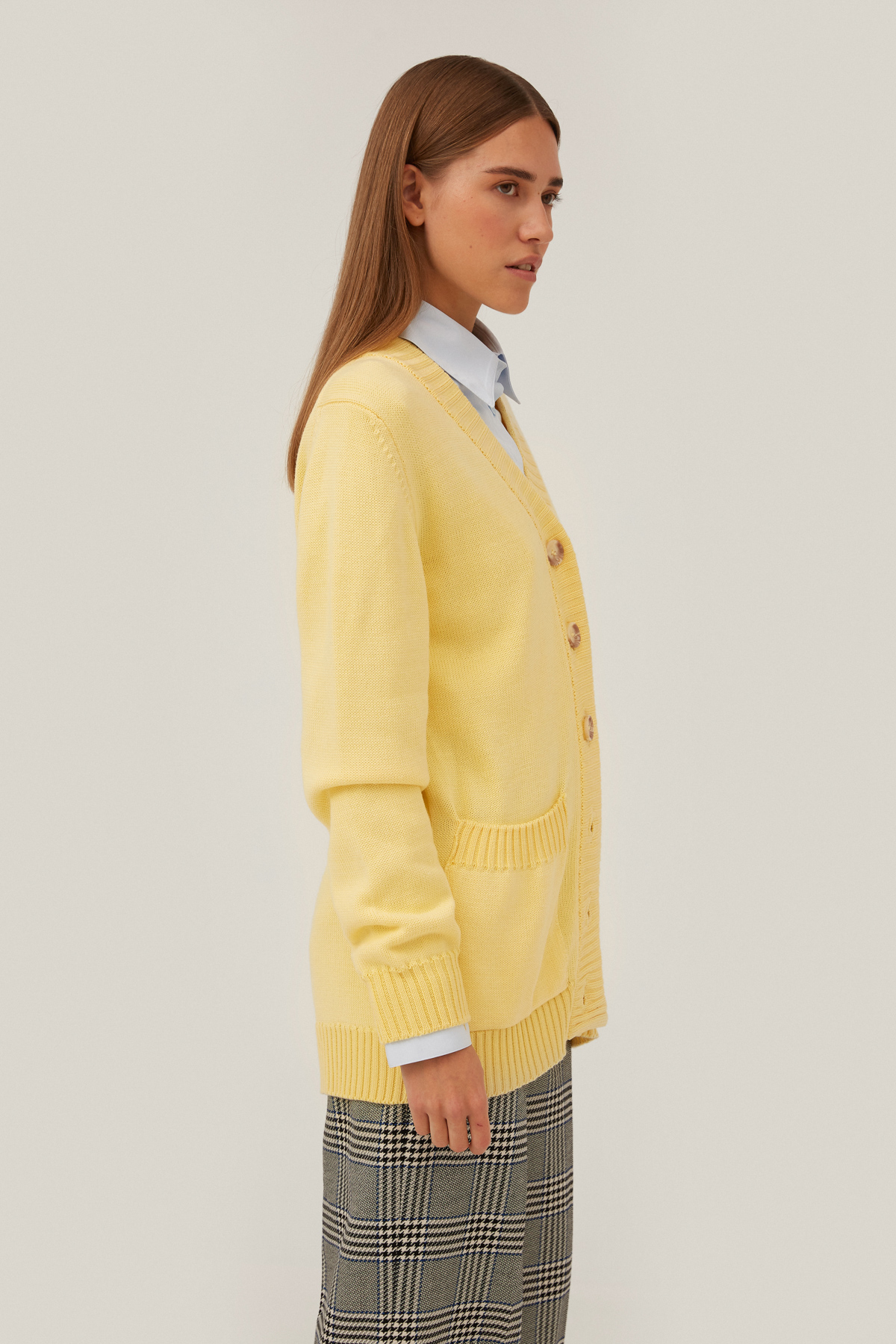 Light yellow oversized knitted cardigan, photo 4