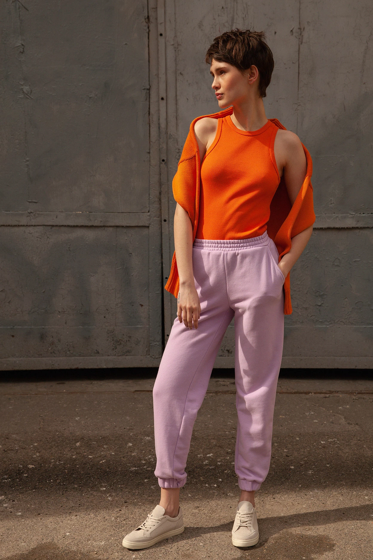 Lilac cropped jersey joggers, photo 1