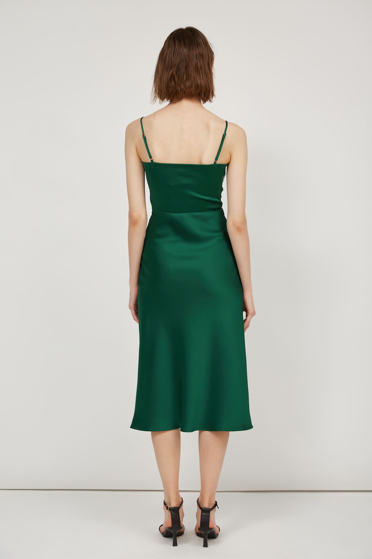 Green satin slip dress , photo 3