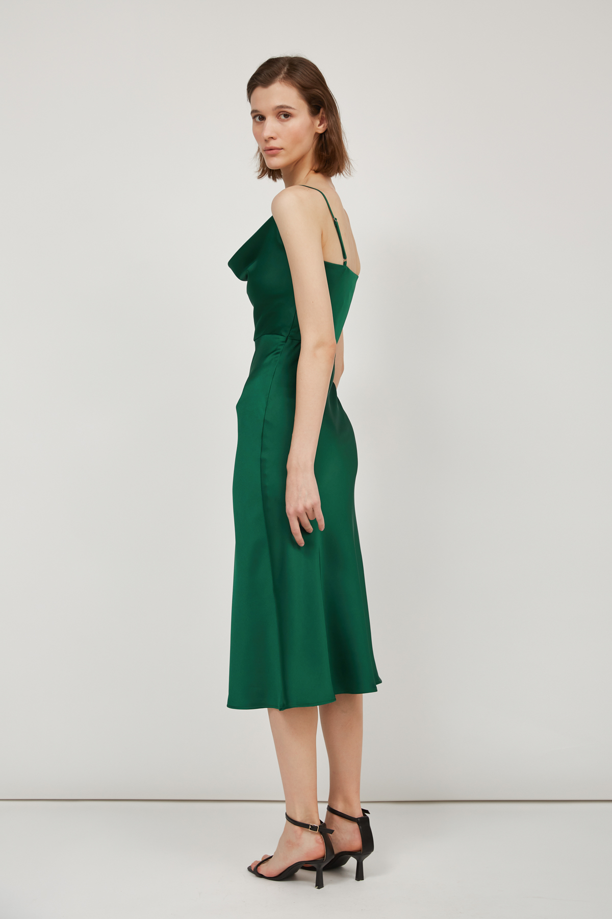 Green satin slip dress , photo 4