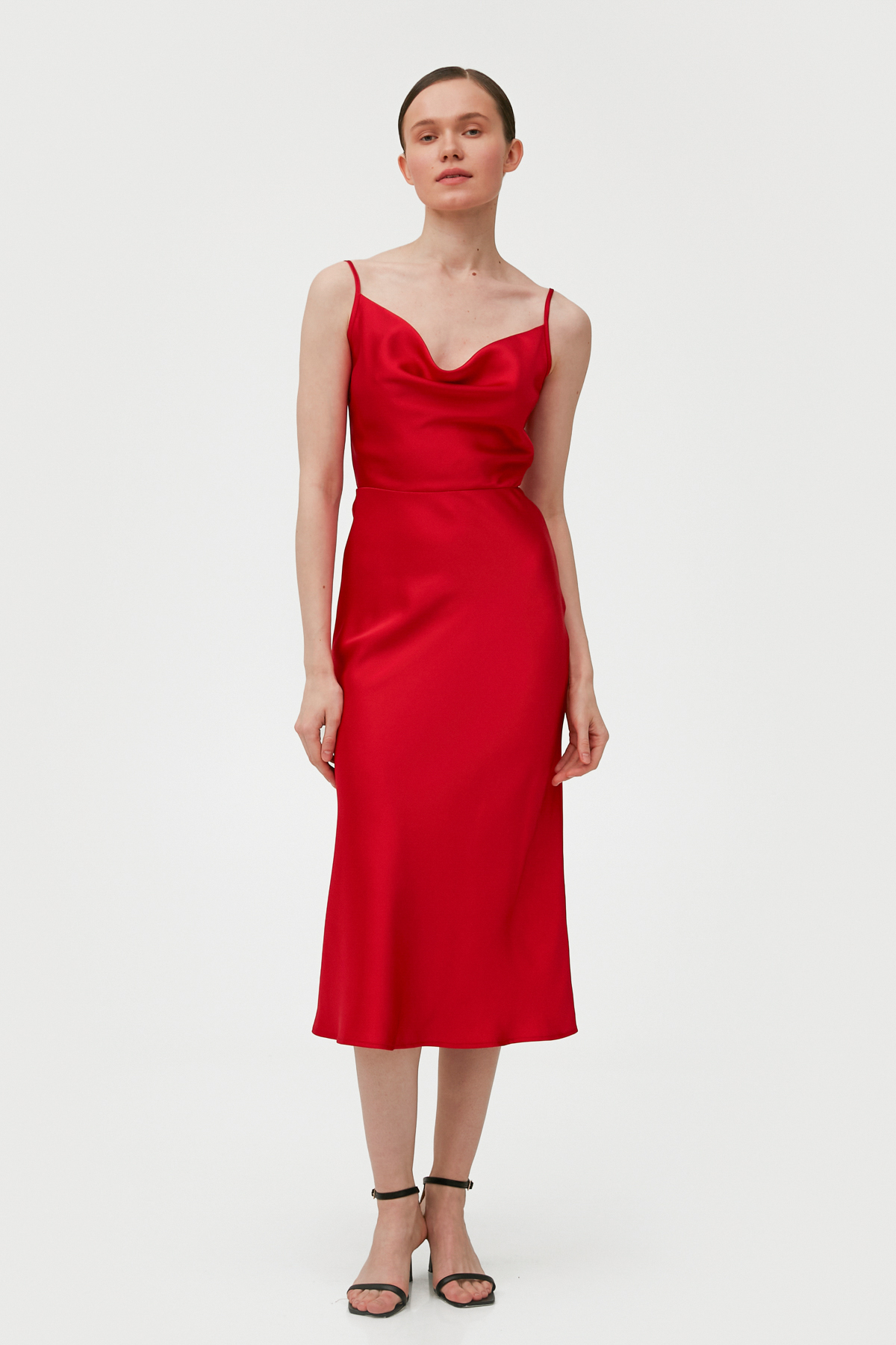 Red satin slip dress , photo 1