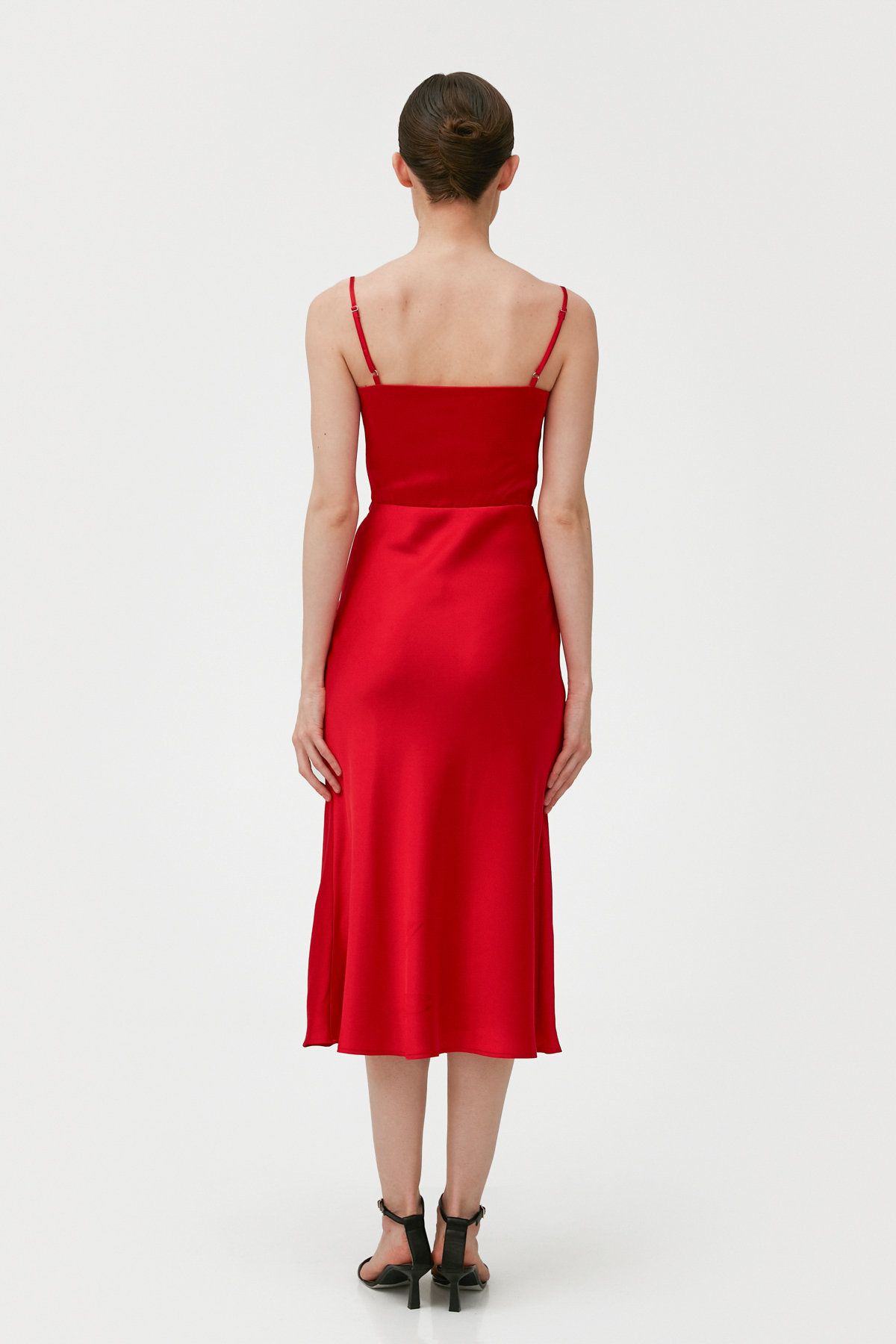 Red satin slip dress , photo 3