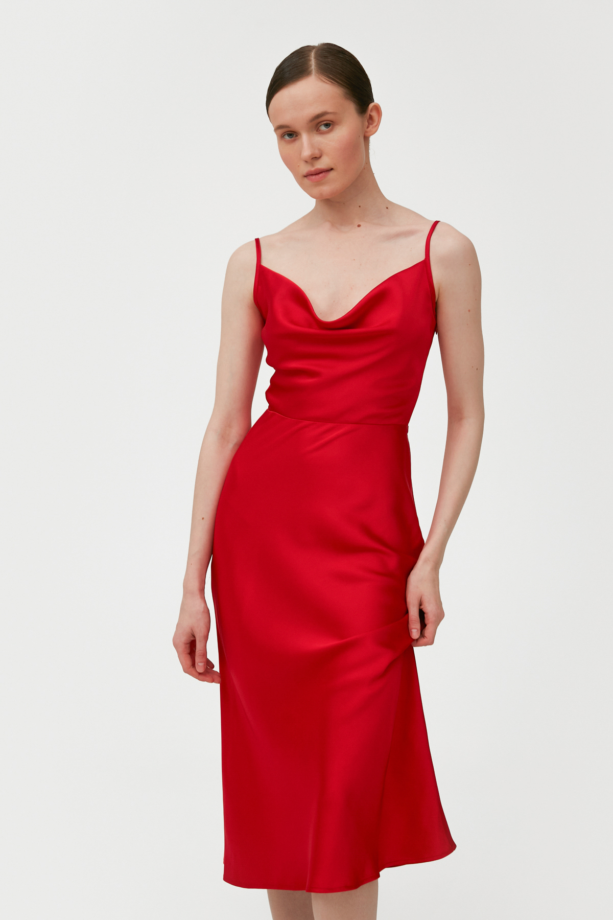 Red satin slip dress , photo 4