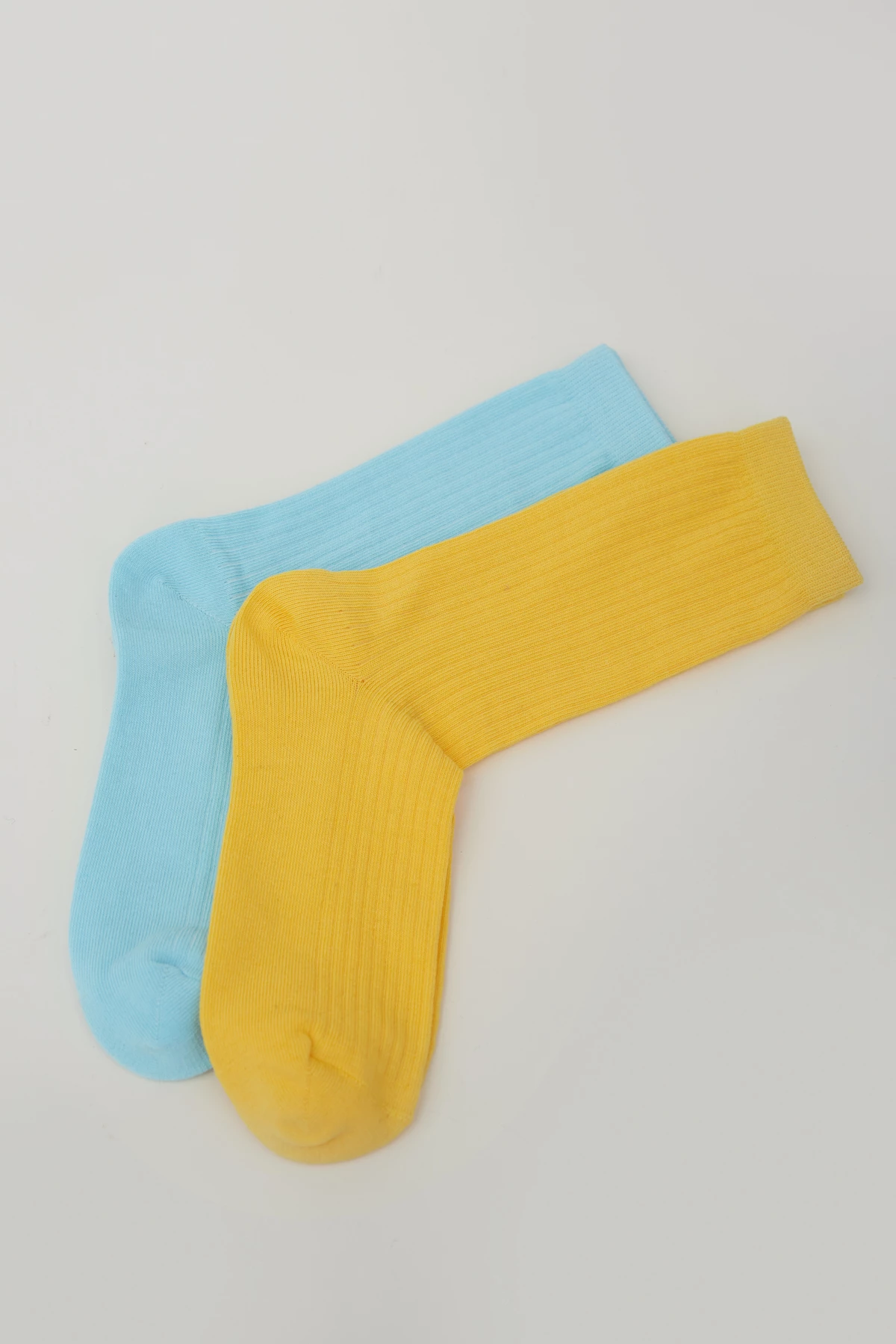 Blue ribbed cotton socks, photo 3