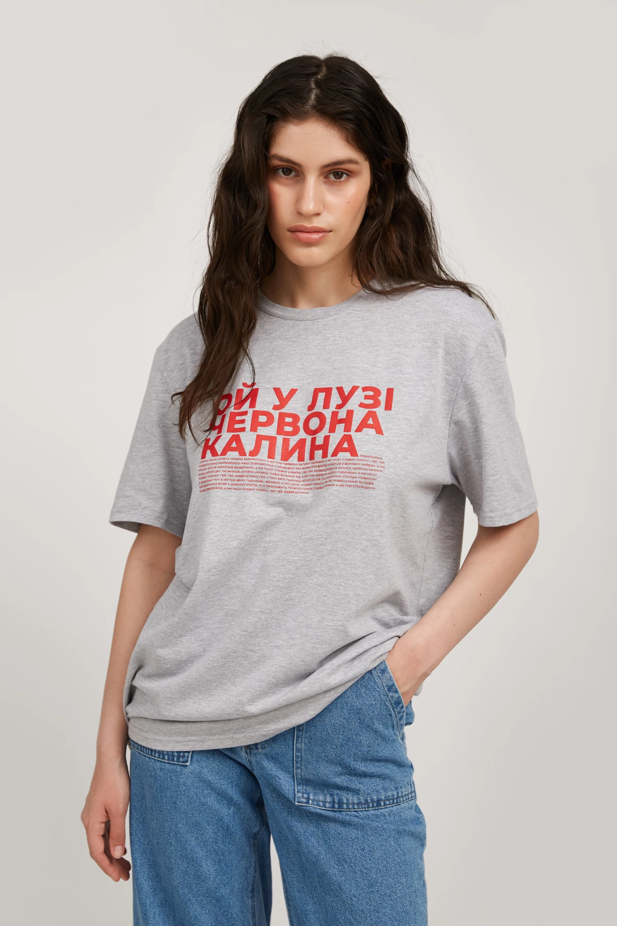  Grey-melange unisex T-shirt "Chervona kalyna", photo 4