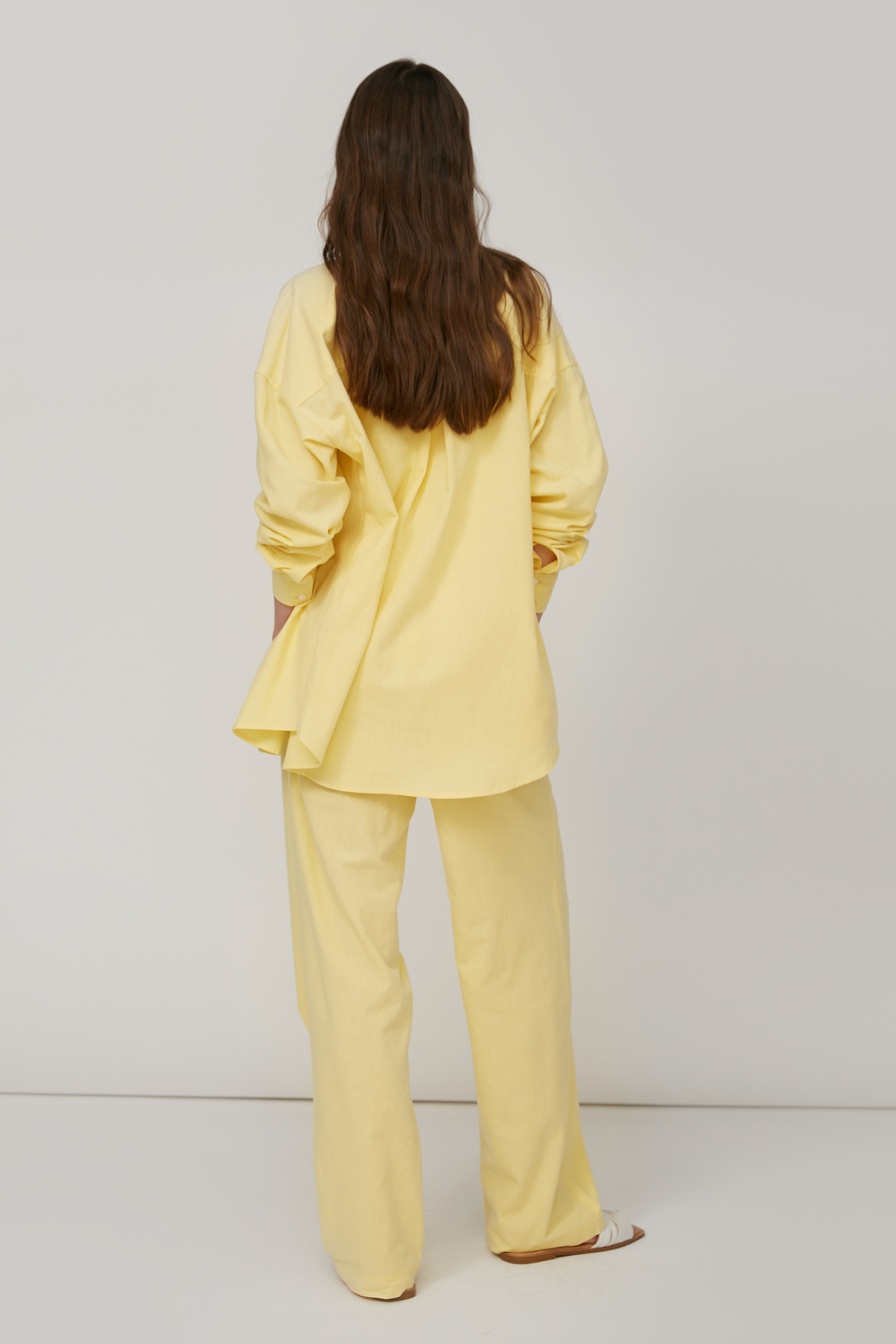 Light yellow loose-fit shirt with linen , photo 5