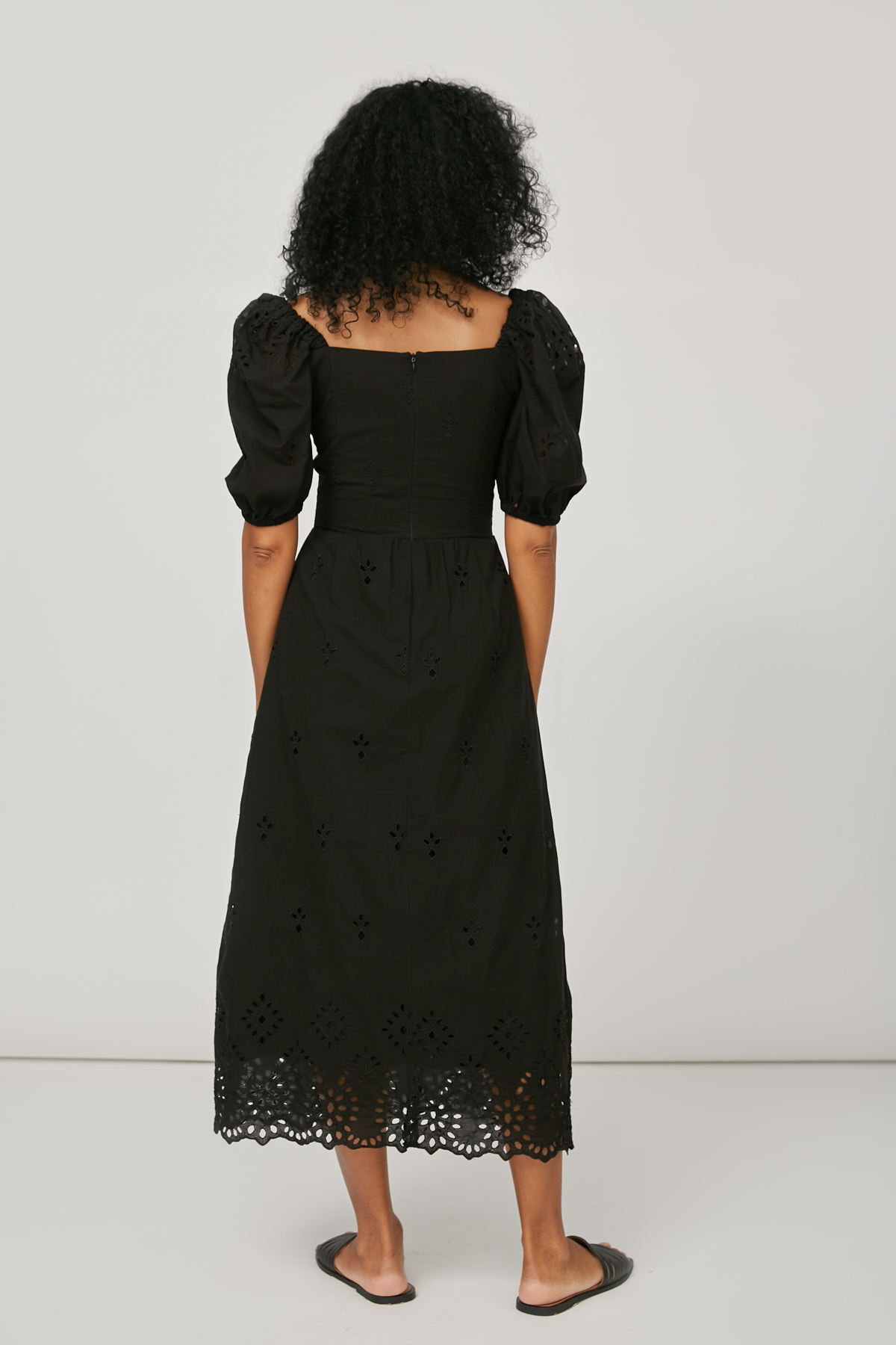 Черное платье миди из шитья из хлопка, фото 4