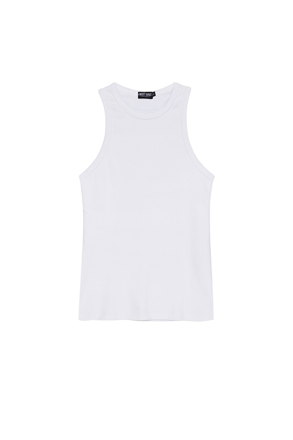 White ribbed jersey oval neck tank top, photo 6