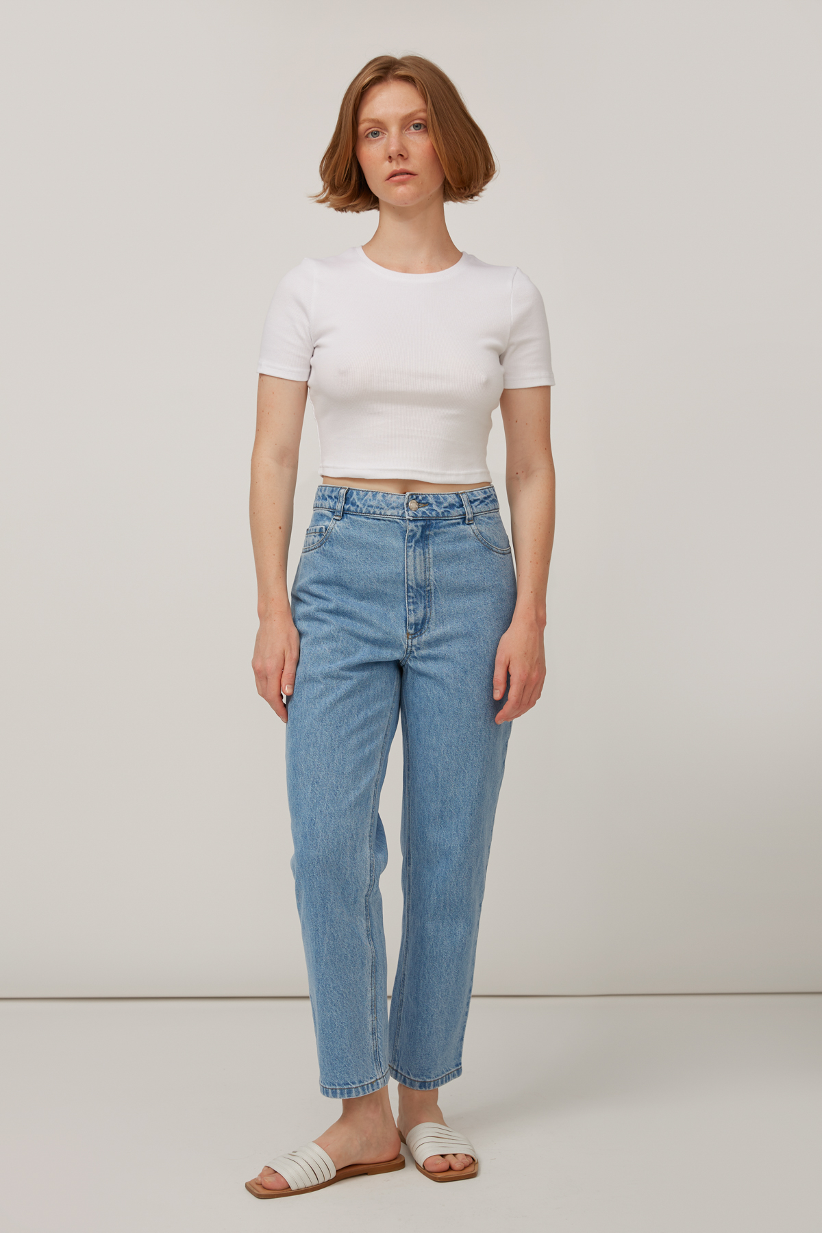 White ribbed jersey crop top, photo 3