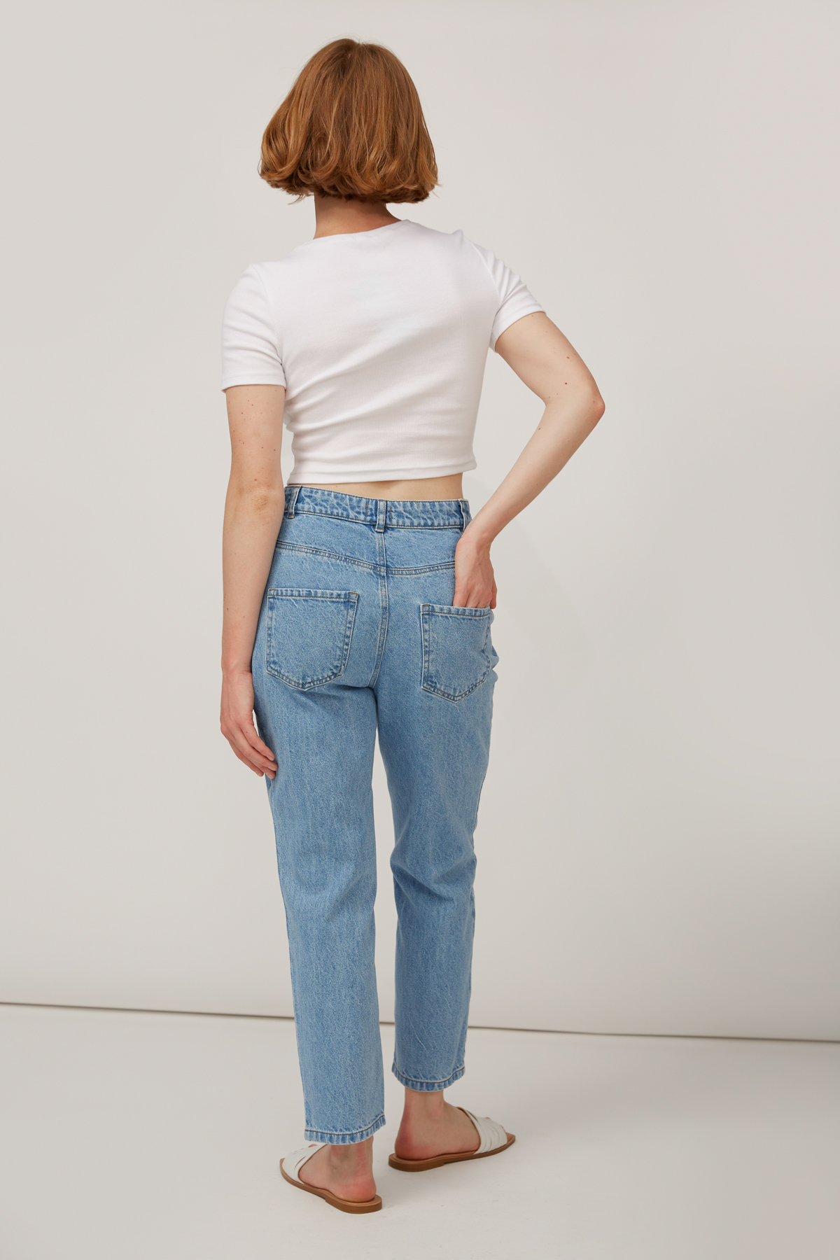 White ribbed jersey crop top, photo 4