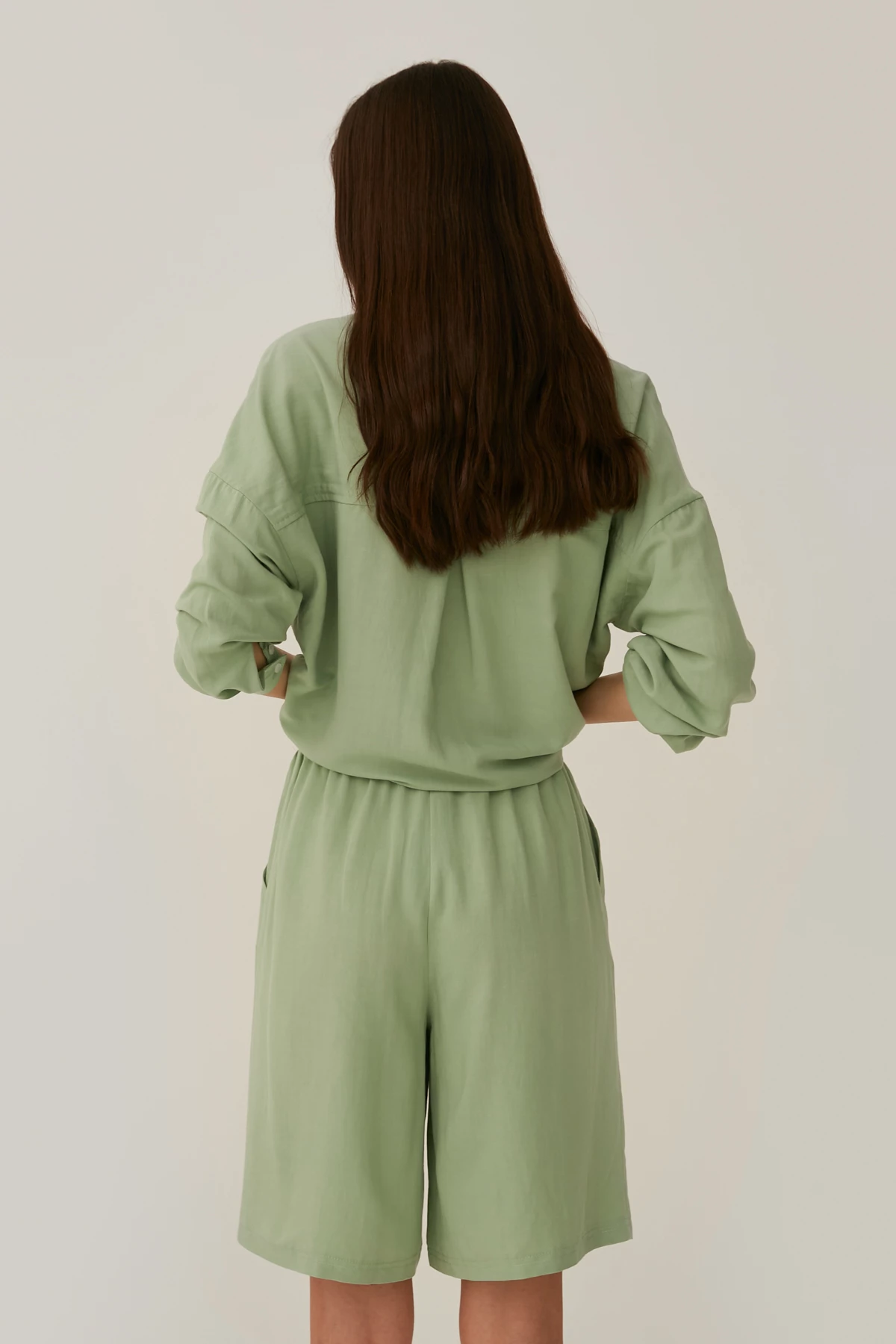 Salvia green loose-fit shirt with linen, photo 4