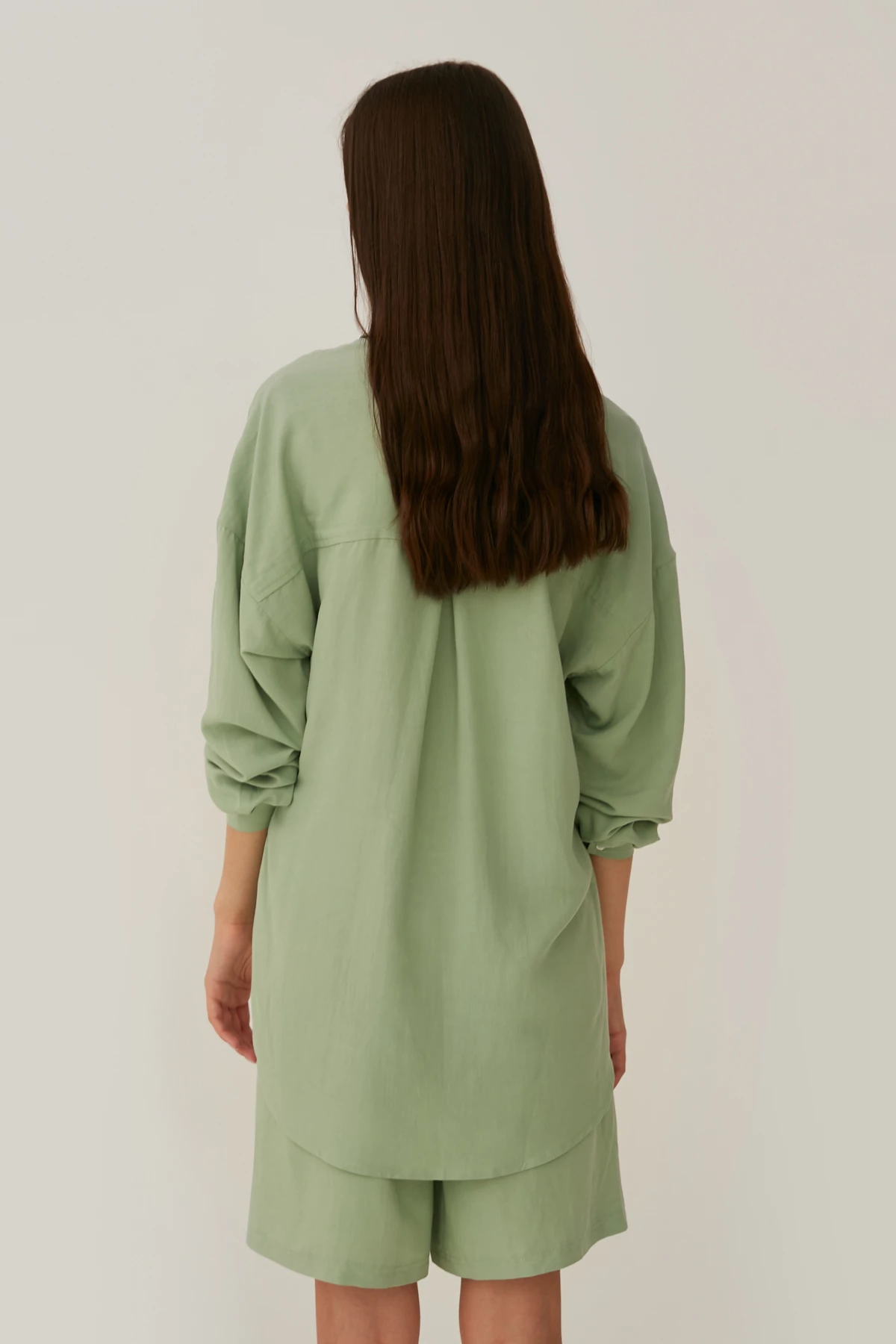 Salvia green loose-fit shirt with linen, photo 5