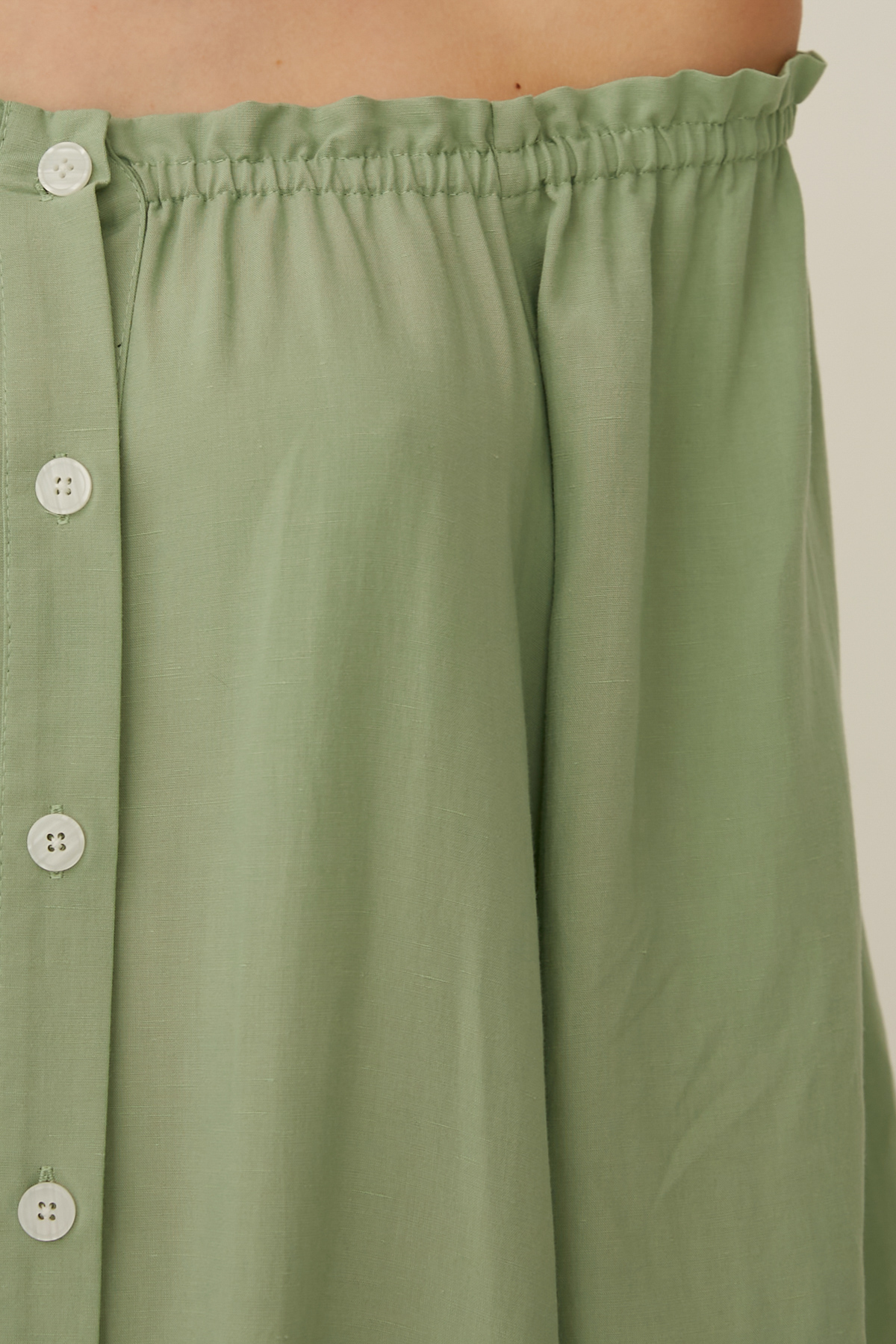 Salvia green loose-fit midi dress with linen, photo 5