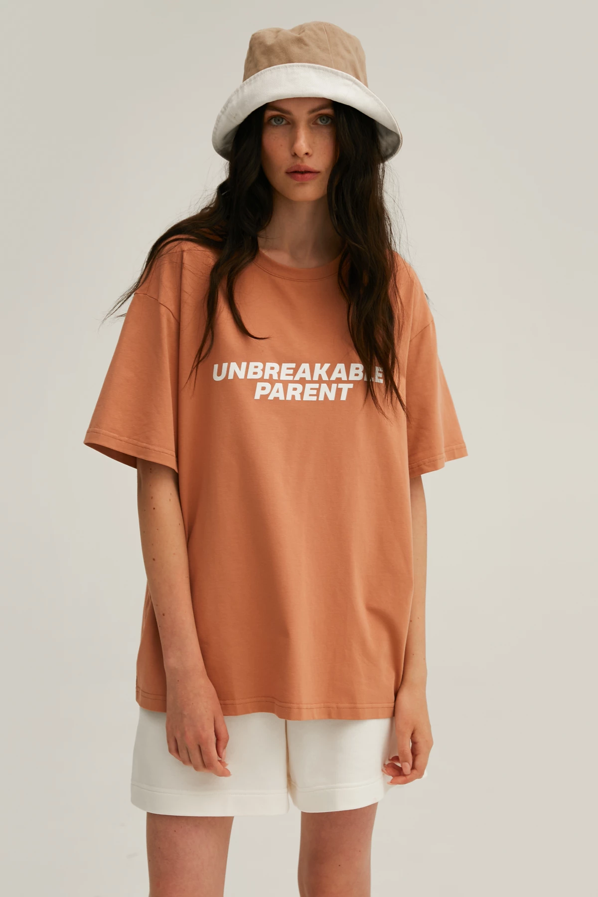 Карамельна унісекс-футболка з написом "Unbreakable parent" з трикотажу, фото 8