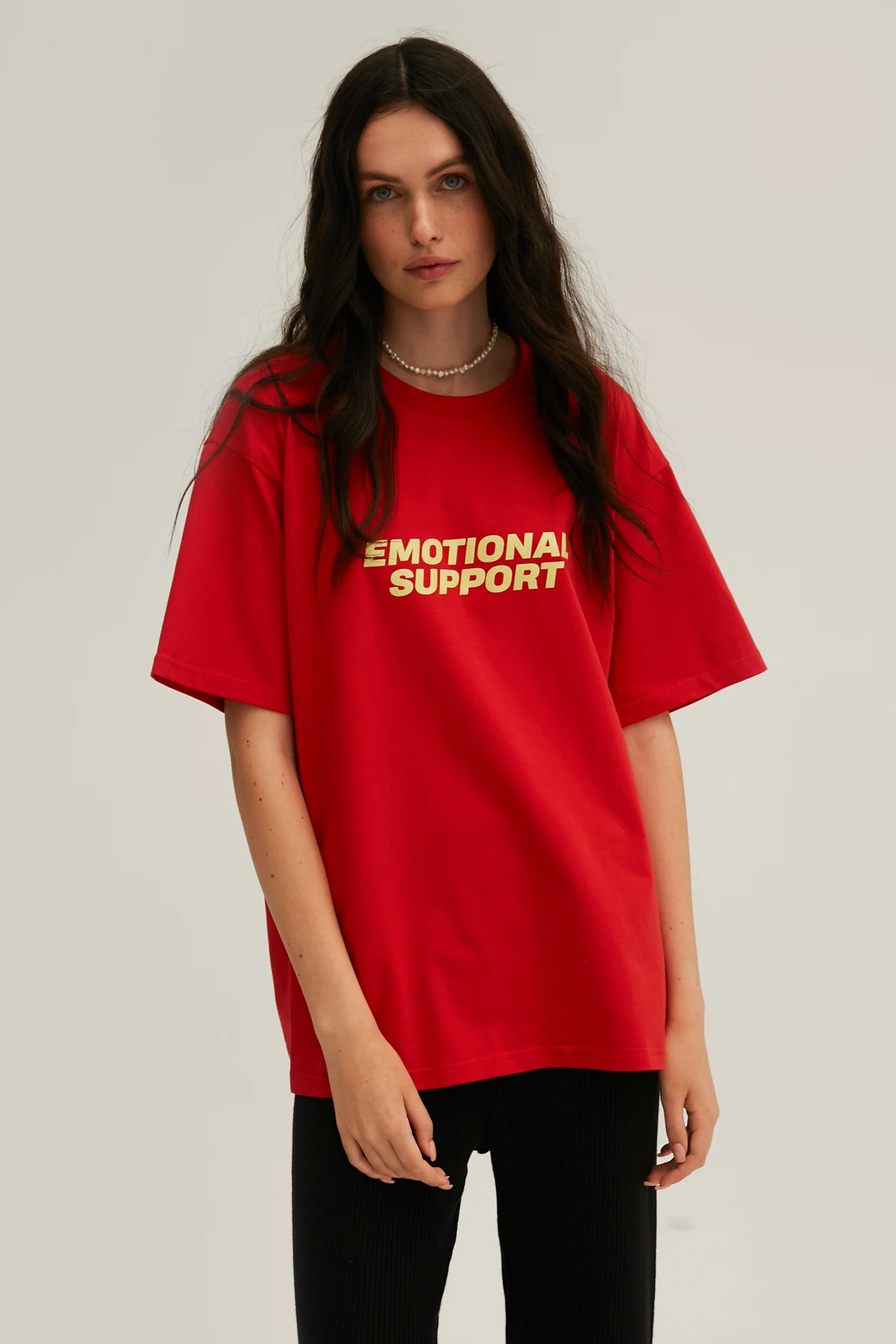 Red jersey unisex T-shirt "Emotional support", photo 2