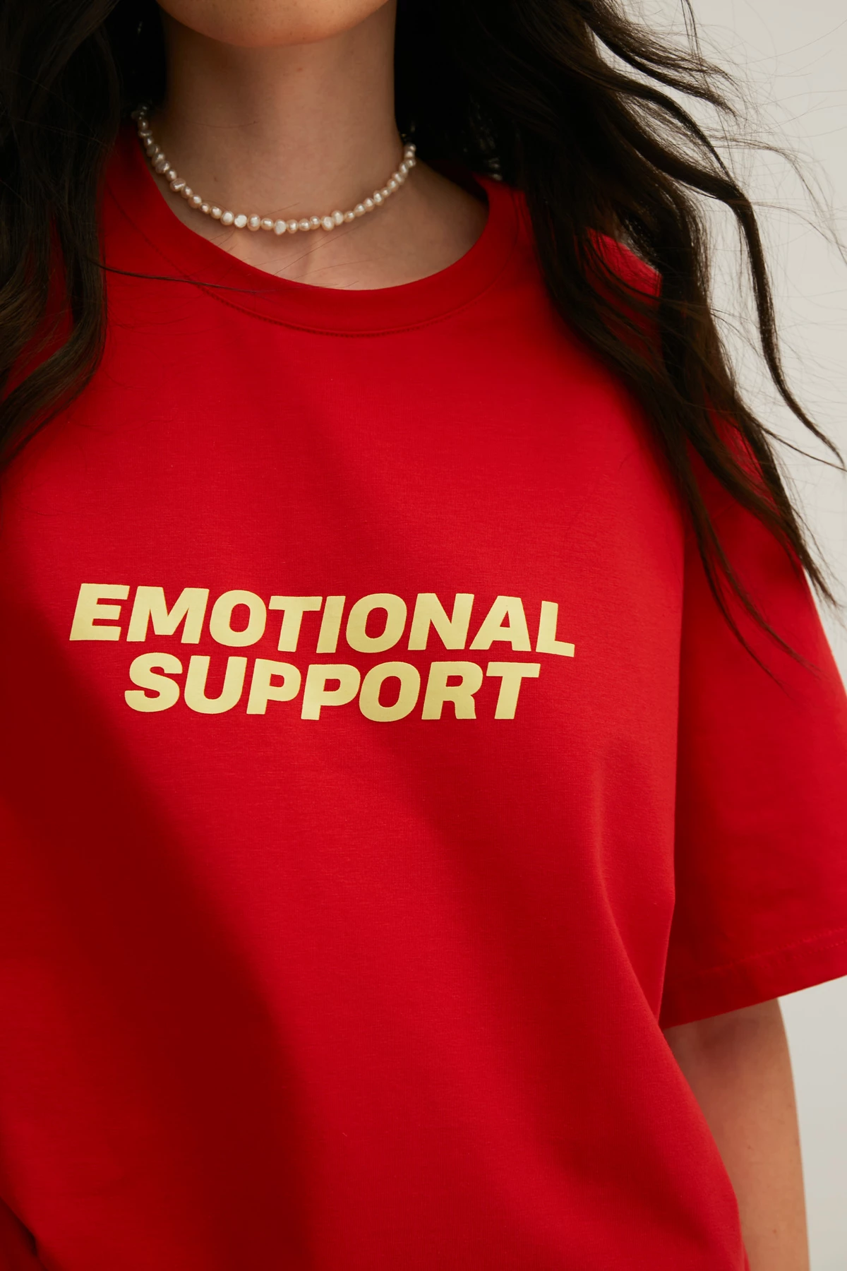 Red jersey unisex T-shirt "Emotional support", photo 4