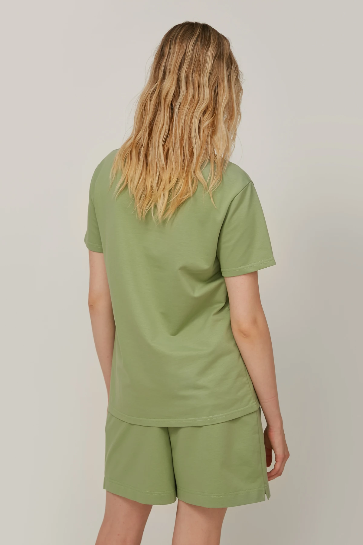 Salvia green loose-fit jersey shorts, photo 3