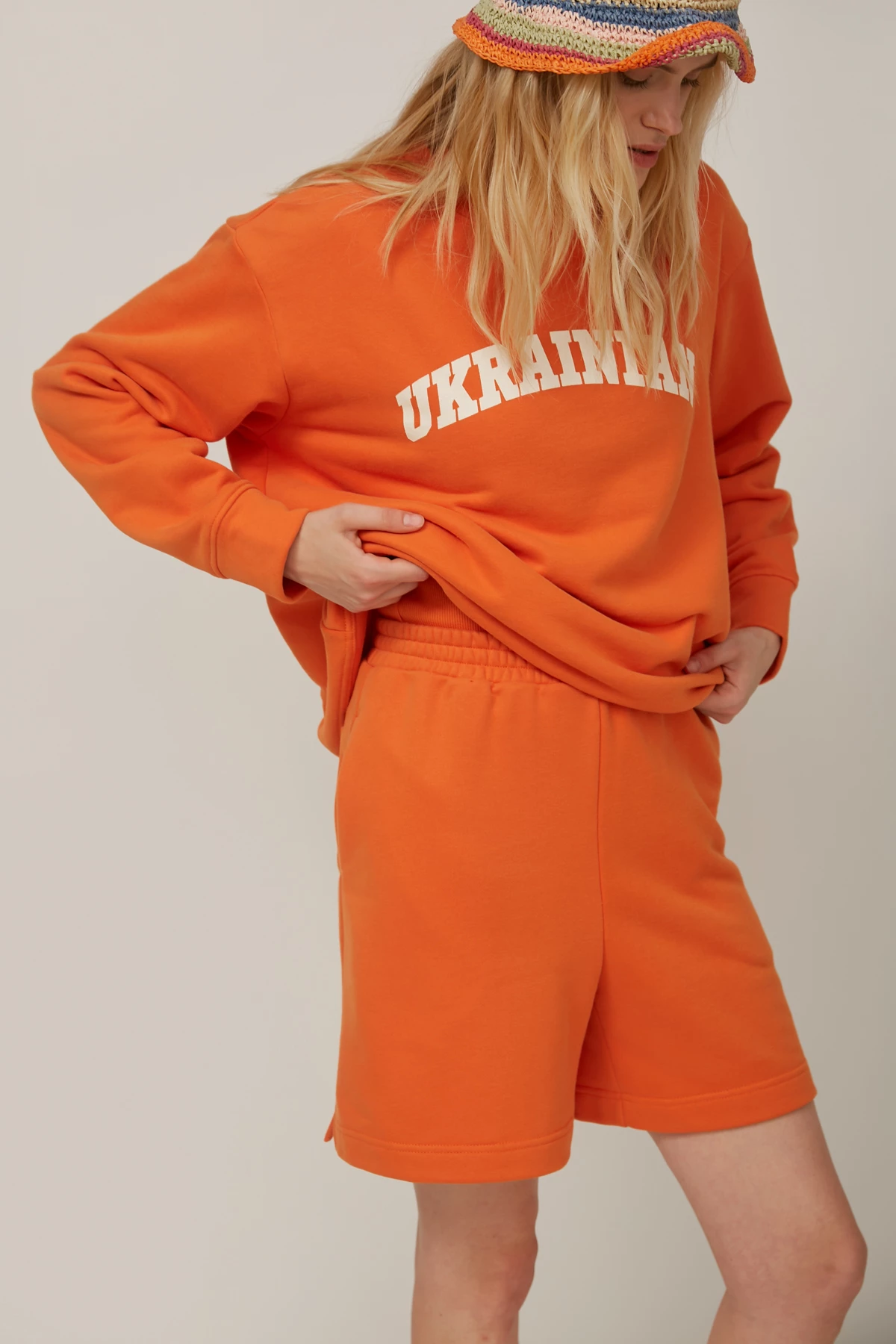 Оранжевые свободные шорты из трикотажа , фото 1