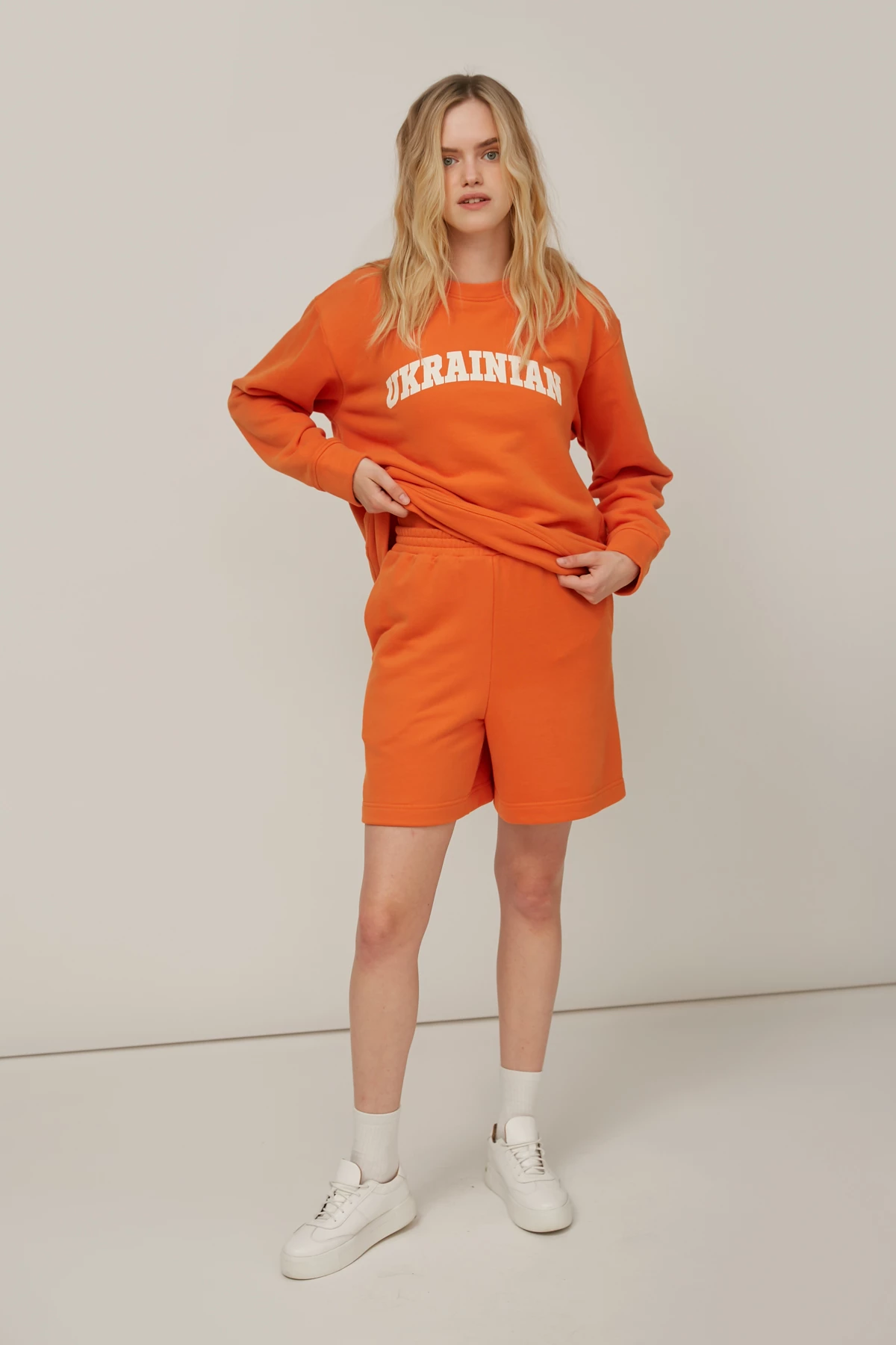 Оранжевые свободные шорты из трикотажа , фото 3