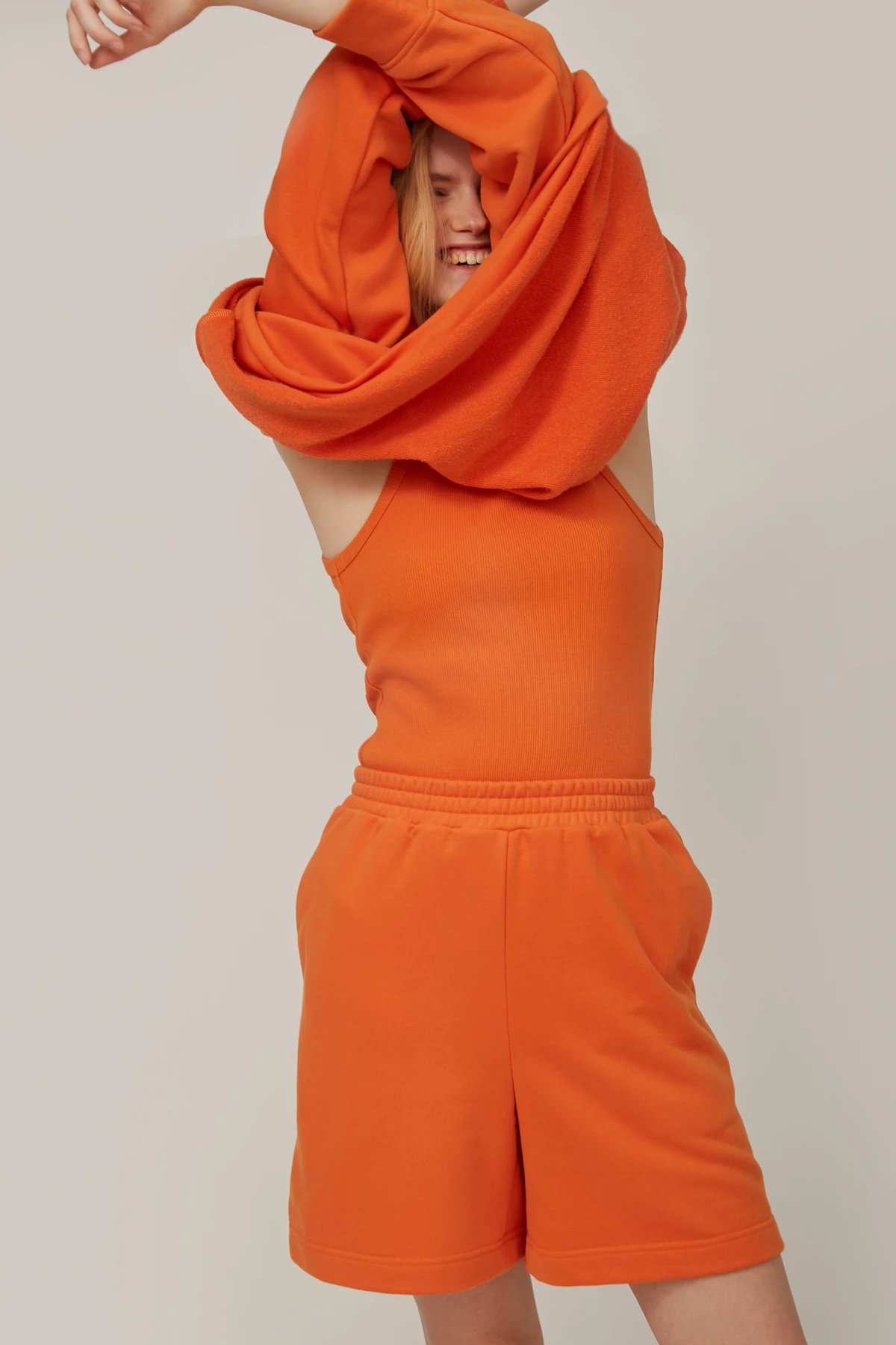 Оранжевые свободные шорты из трикотажа , фото 5