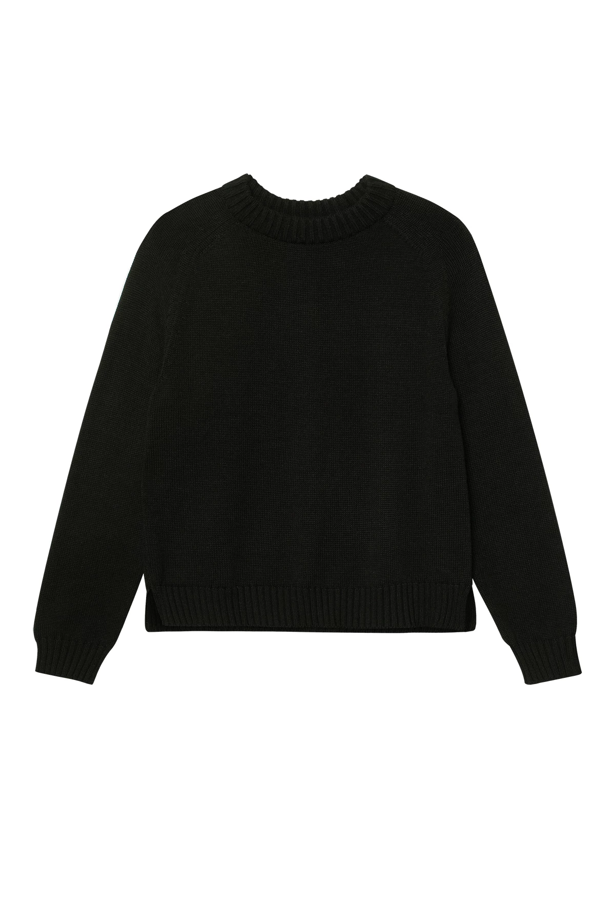 Black basic knitted sweater with cotton, photo 6