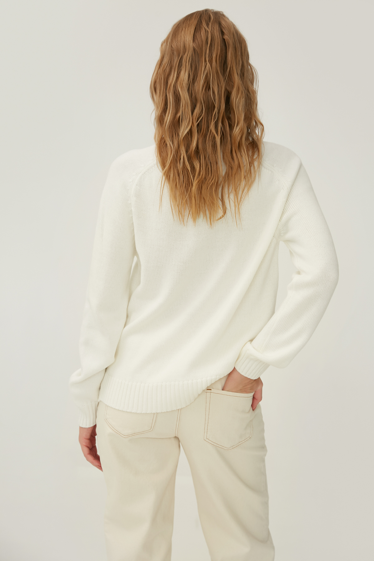 Milky basic knitted sweater with cotton, photo 5