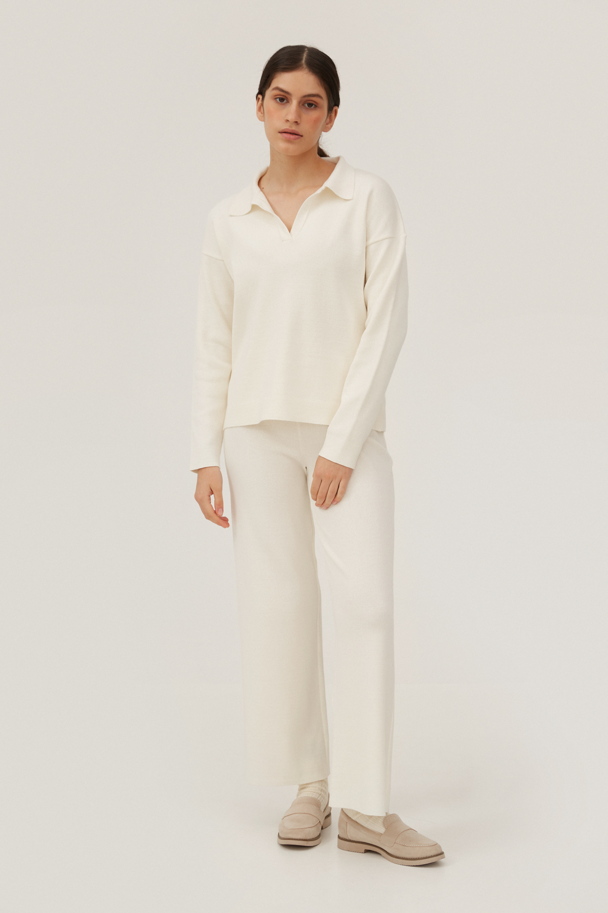 Milky cropped knitted pants with viscose, photo 3
