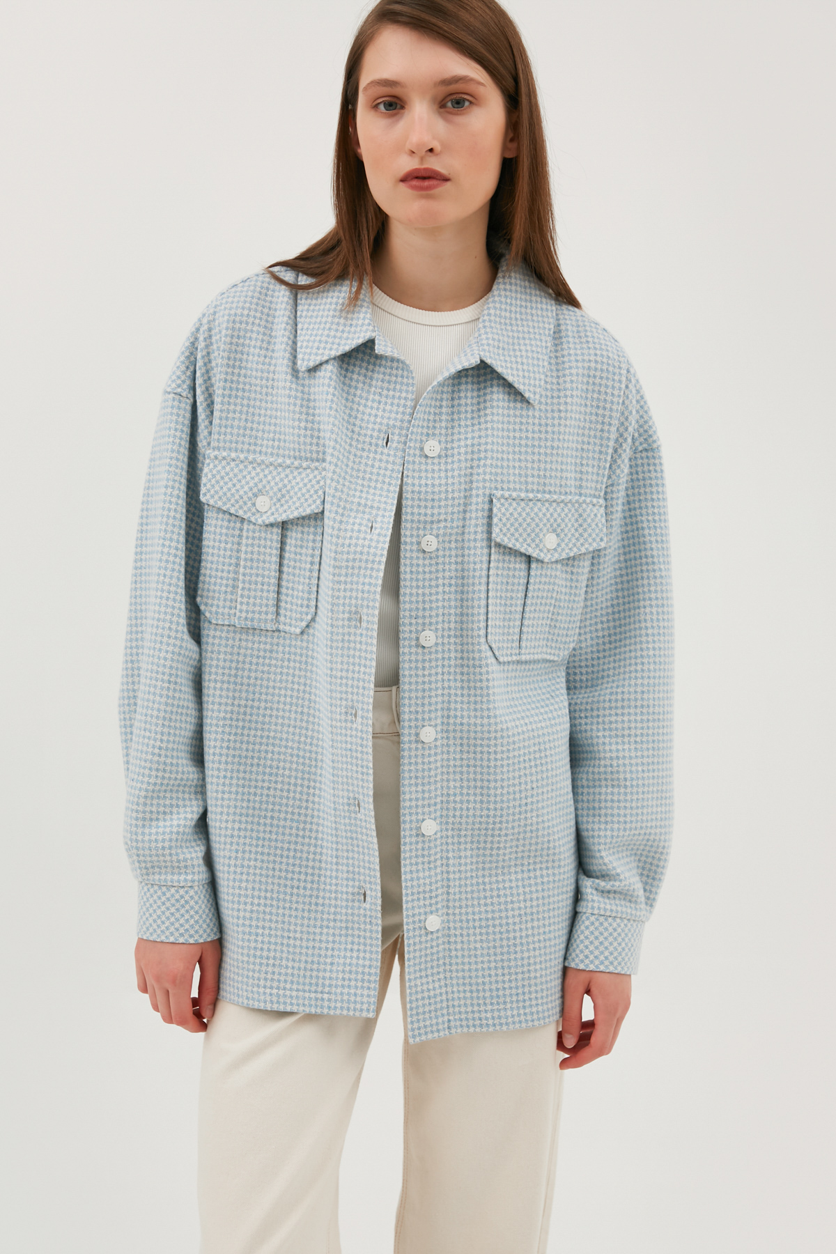 Blue-white plaid flannel top shirt, photo 4