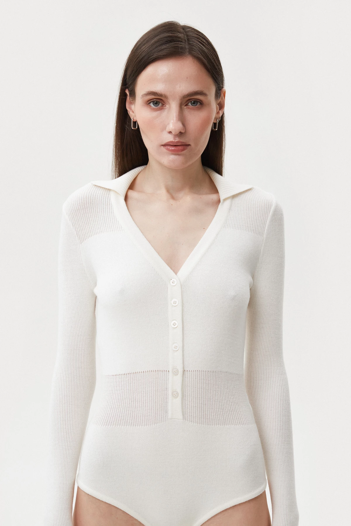Milky knitted bodysuit with viscose, photo 2