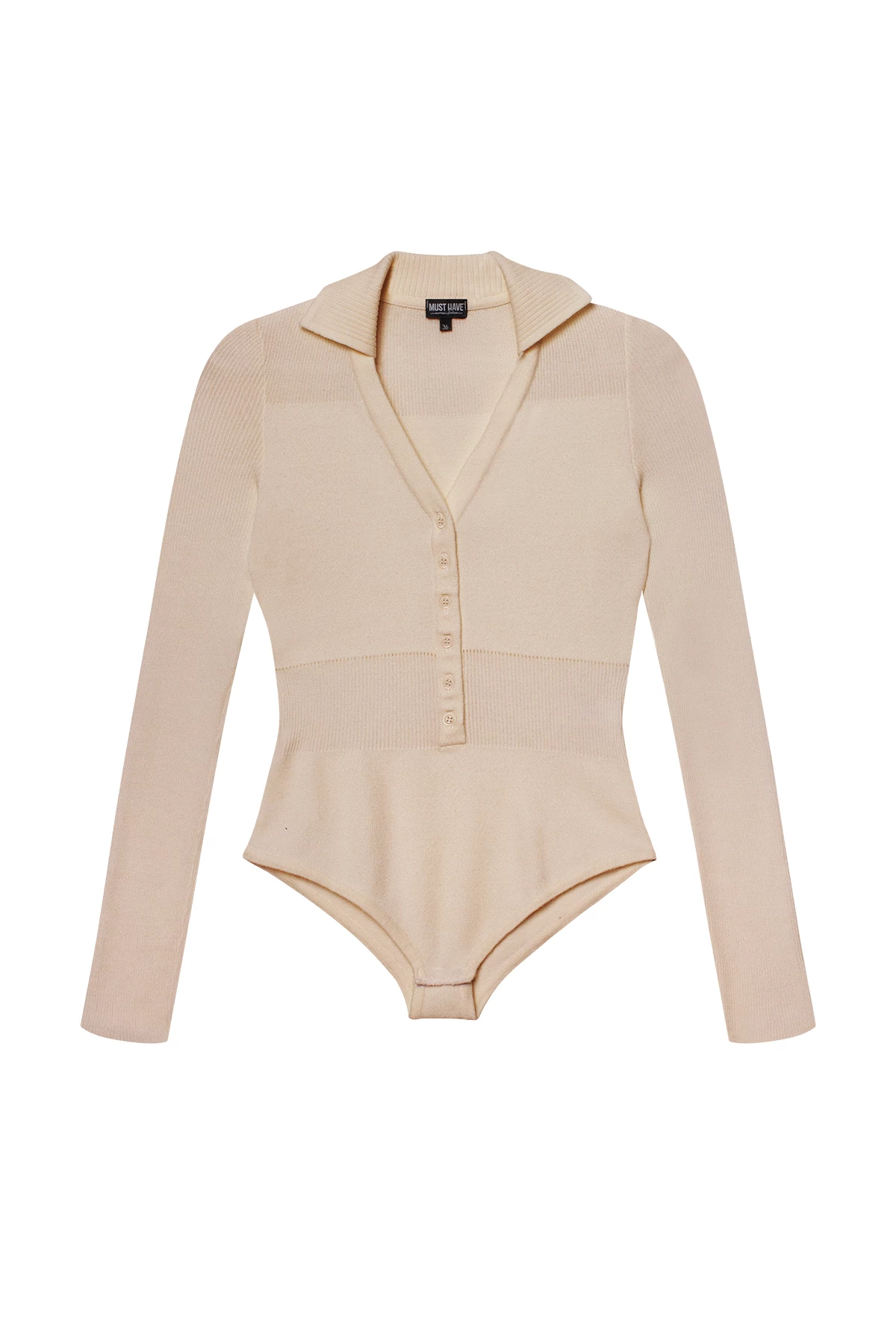 Beige knitted bodysuit with viscose, photo 1