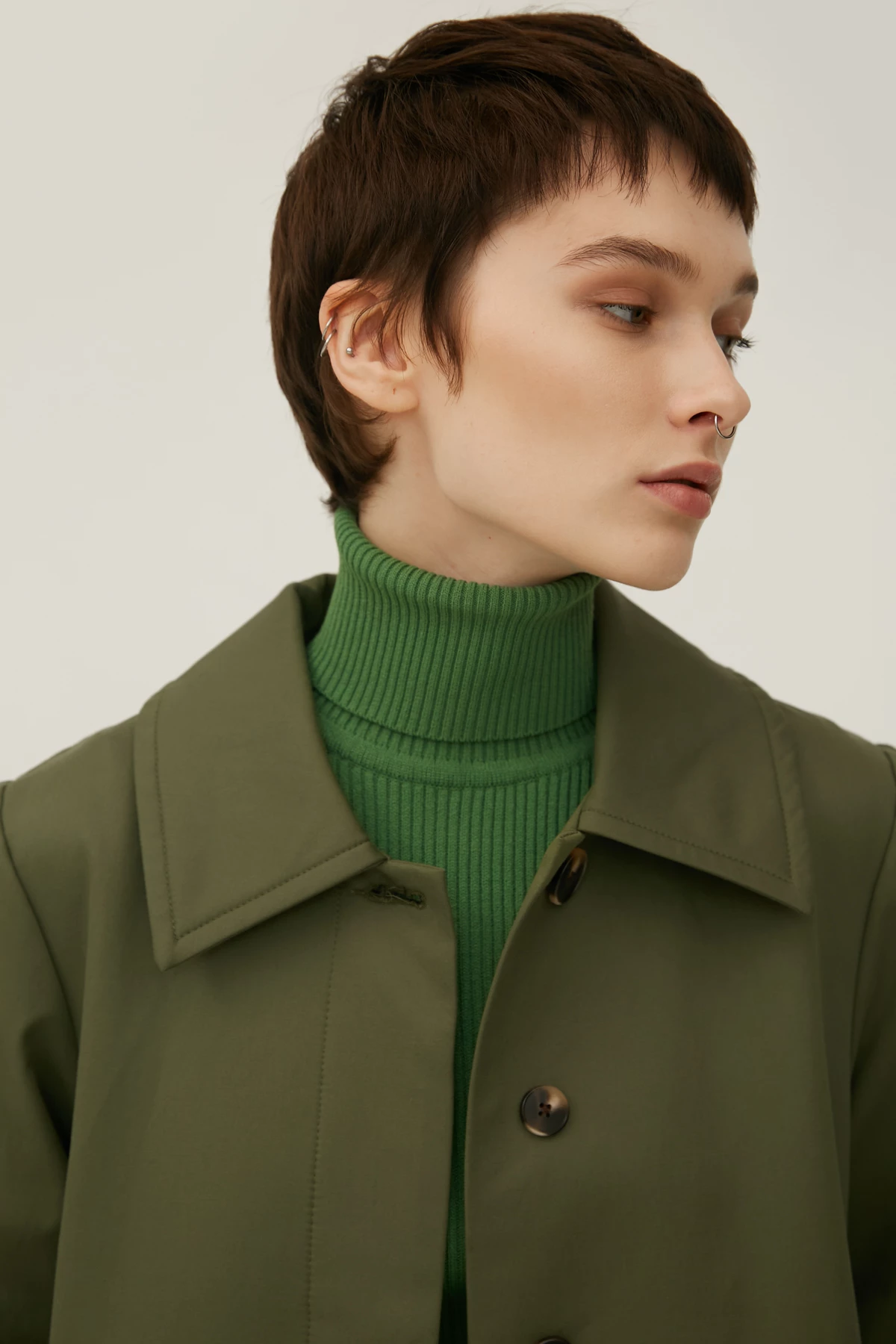 Зелений в'язаний светр в рубчик з віскозою, фото 6