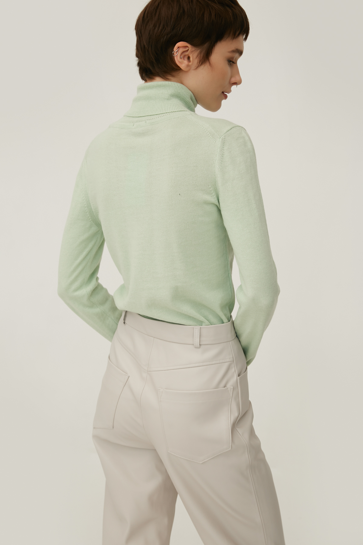 Mint basic knitted turtleneck with cotton, photo 5